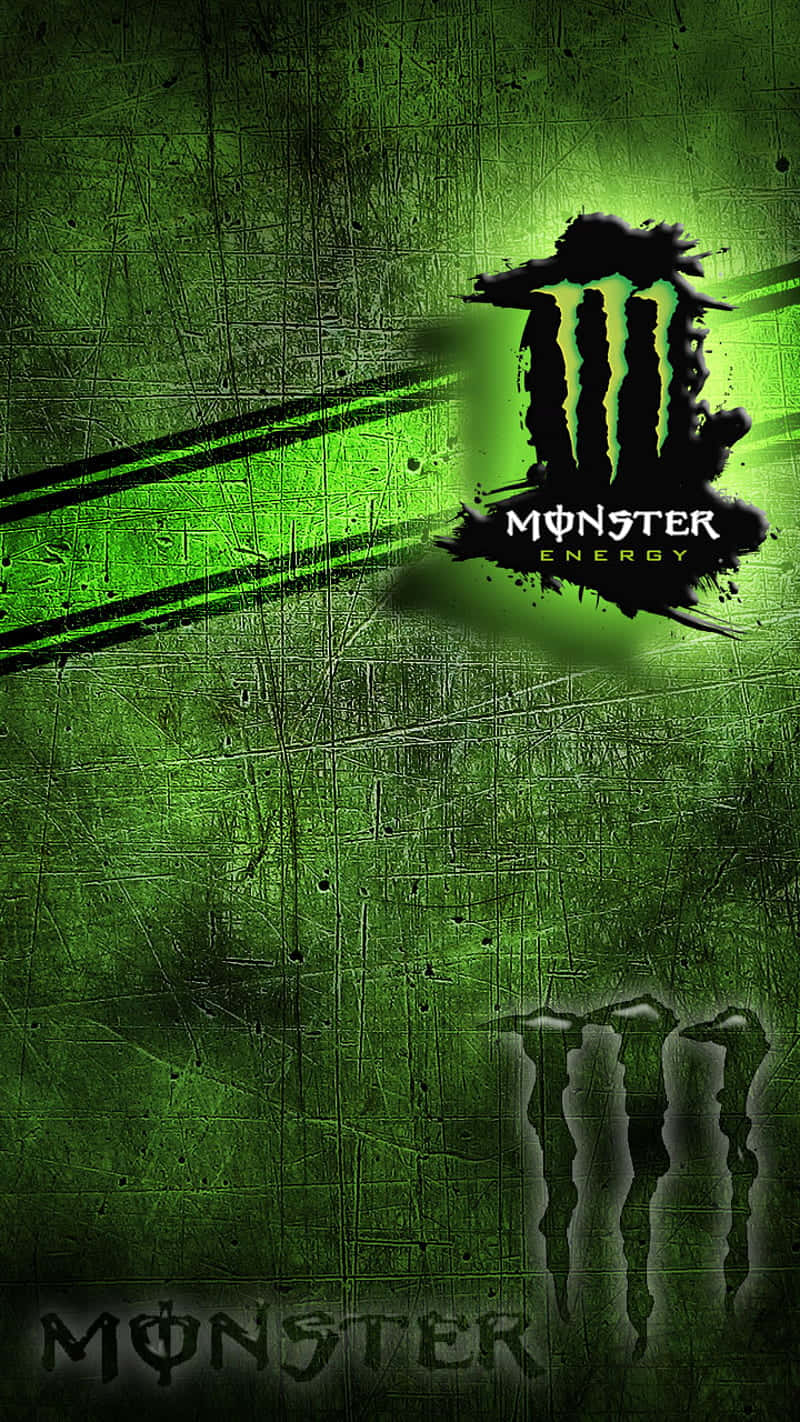 Monster Energy, green background, black claw marks, HD Phone Wallpaper