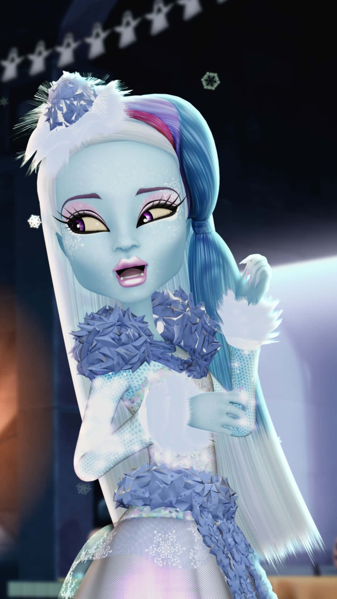 Monster High, blue-skinned animated girl, icy hair, Full HD Phone Wallpaper