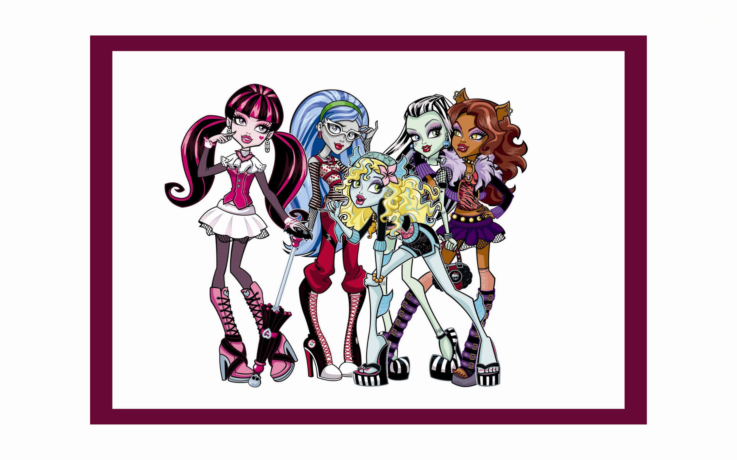 Monster High, gothic fashion, maroon, 2K Desktop Wallpaper
