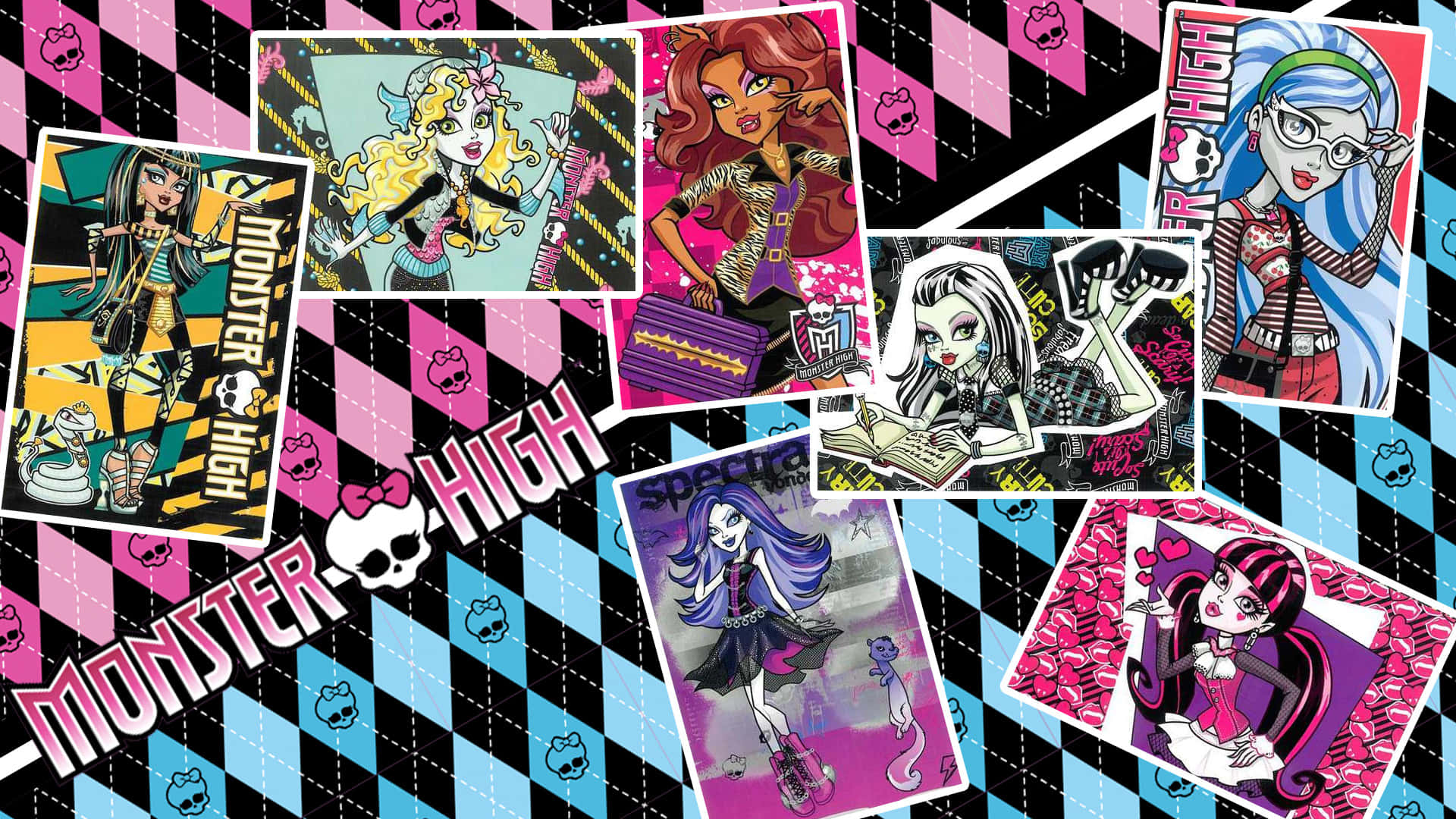 Monster High, 1920 x 1080, colorful checkered wallpaper, Full HD Desktop Wallpaper