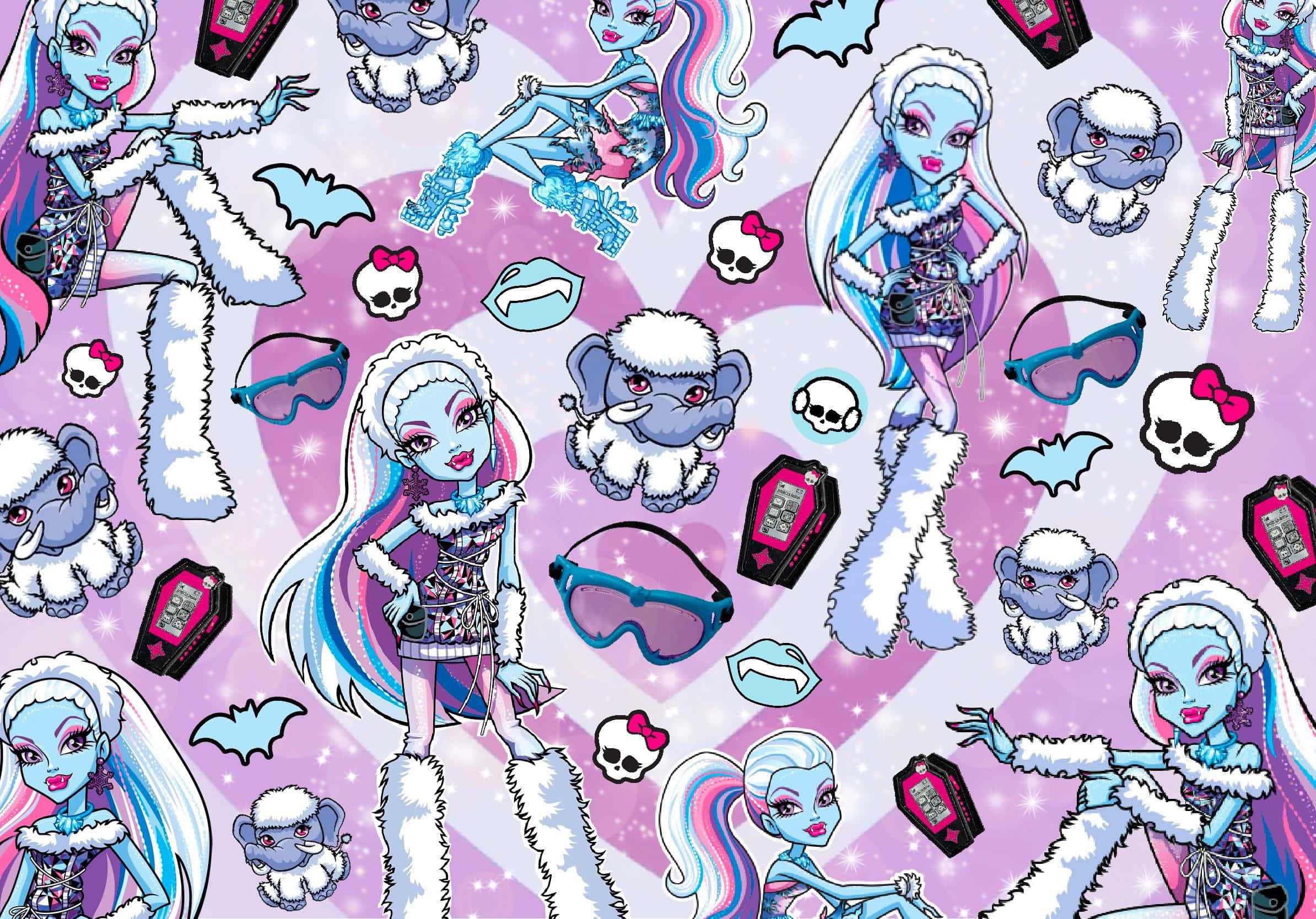 Monster High, vibrant purple, icy blue hair, Full HD Desktop Wallpaper
