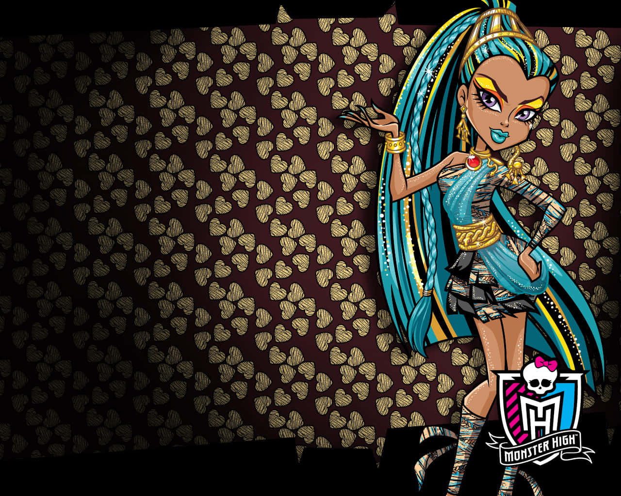 Monster High, turquoise hair, gold accessories, HD Desktop Wallpaper