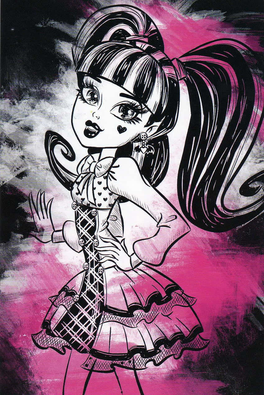Monster High, black and pink hair, high ponytail, SD Phone Wallpaper