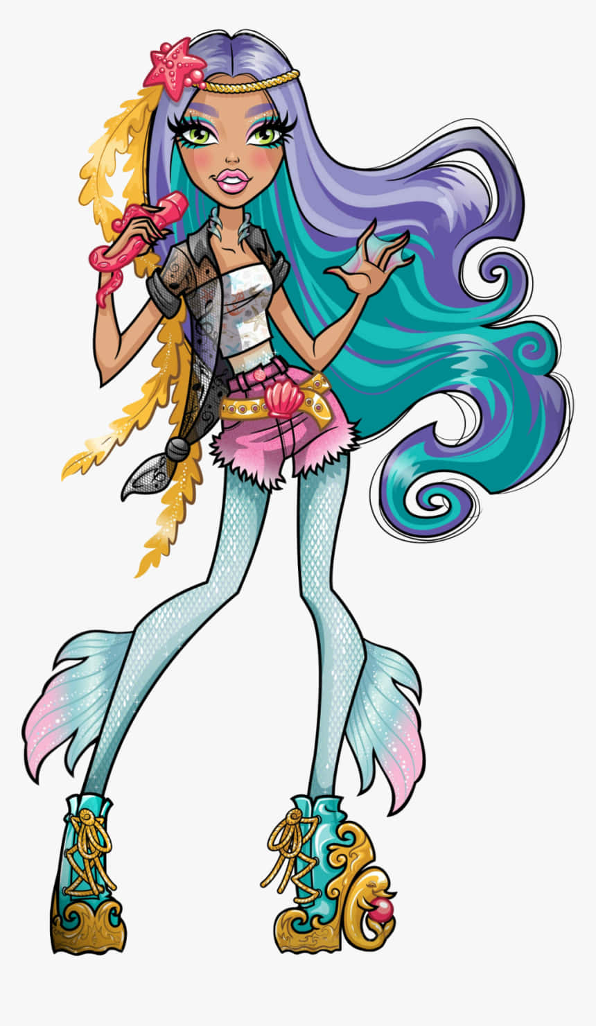 Monster High, anime-style mermaid girl, purple and teal hair, HD Phone Wallpaper