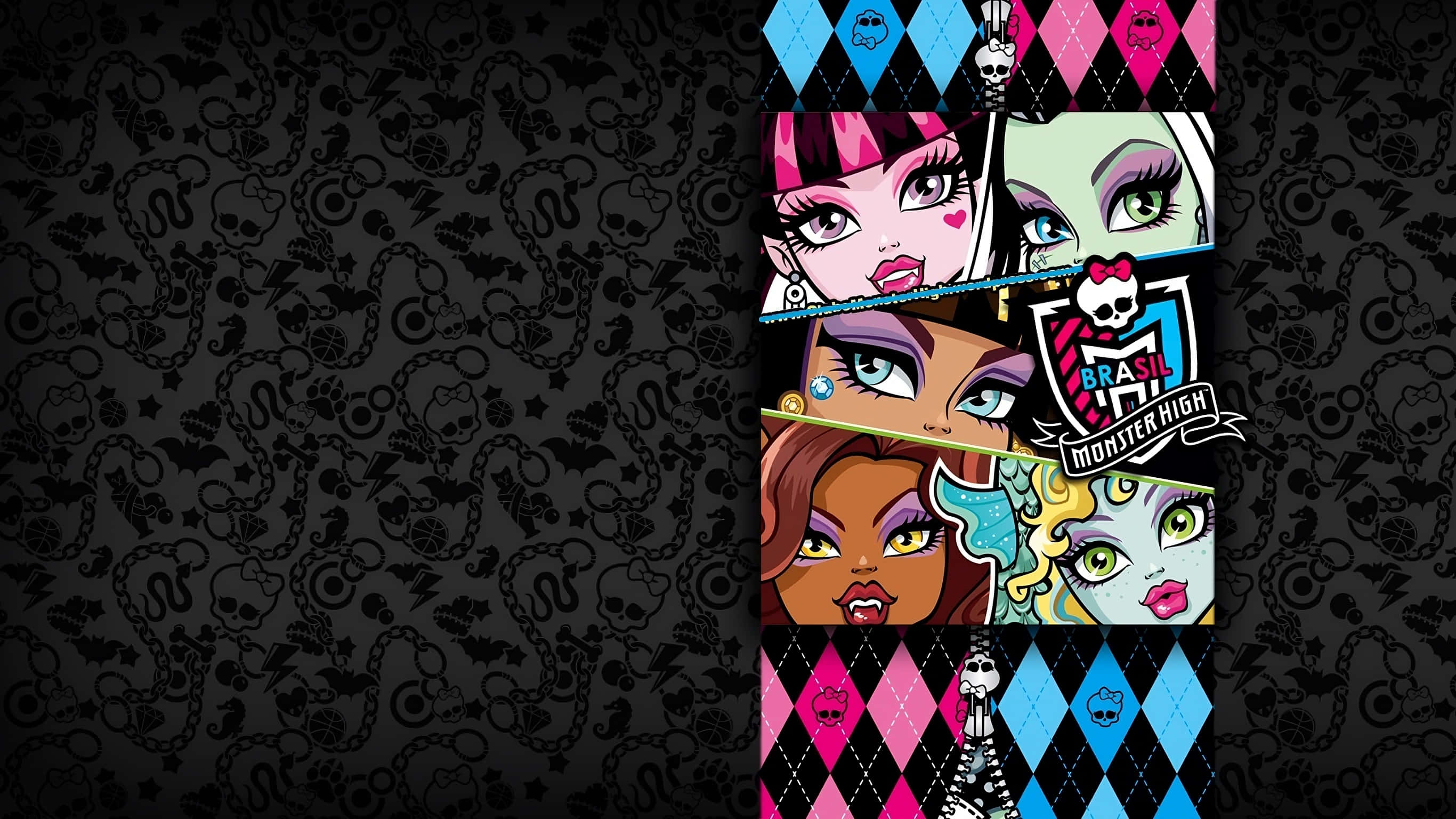 Monster High, skulls, chains, 2K Desktop Wallpaper