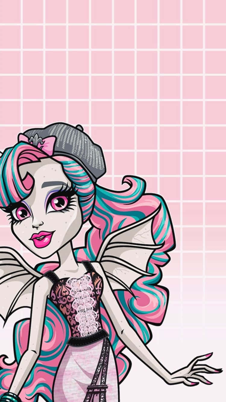 Monster High, pink and teal hair, bat wings, HD Phone Wallpaper