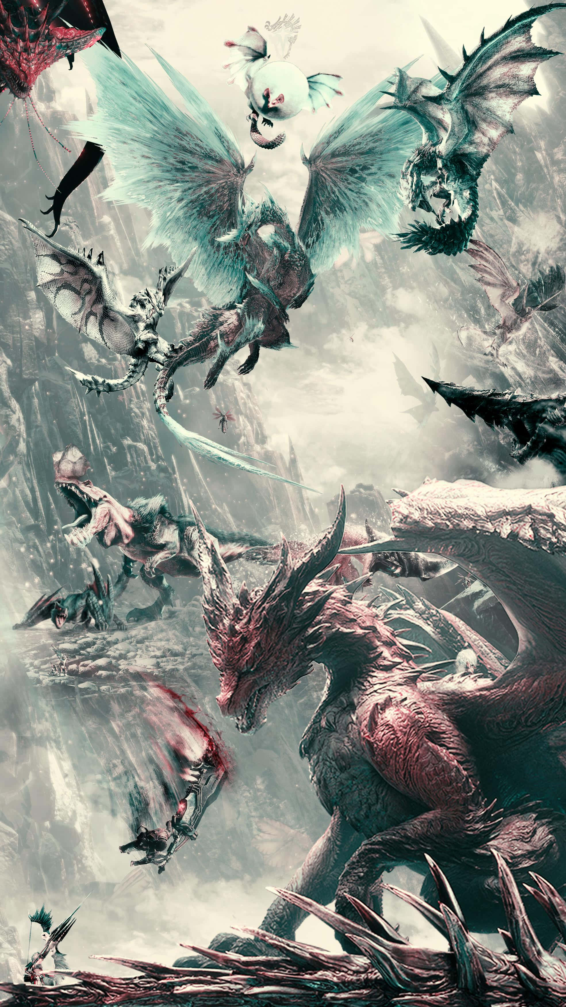 Monster Hunter 3, dragons, spiked wings, 2K Phone Wallpaper