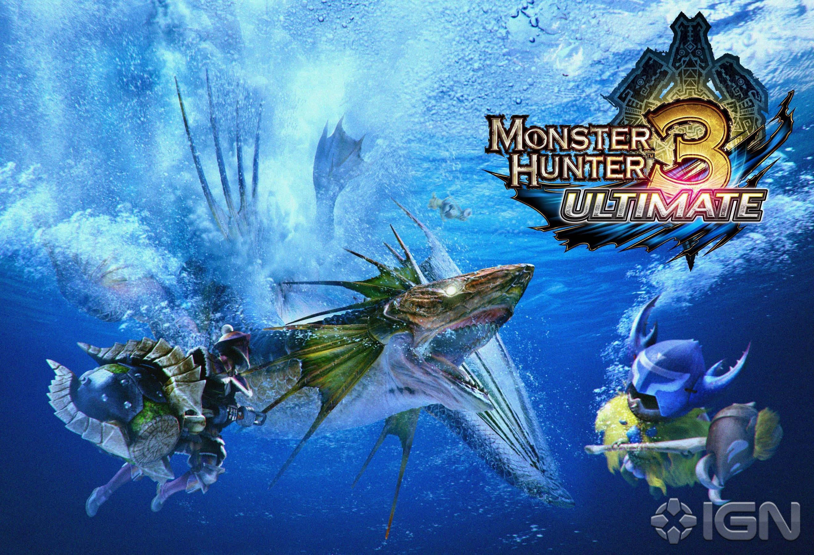 Monster Hunter 3, giant spiky fish, underwater, 2K Desktop Wallpaper