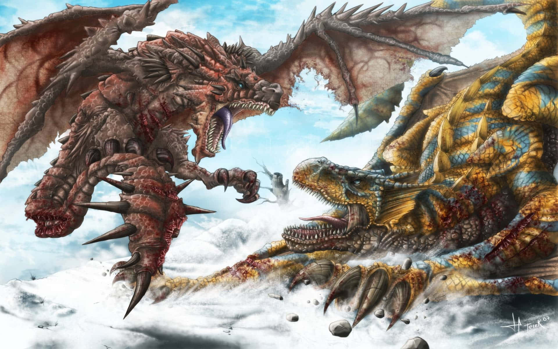 Monster Hunter 3, dragons, snowy mountainous terrain, Full HD Desktop Wallpaper