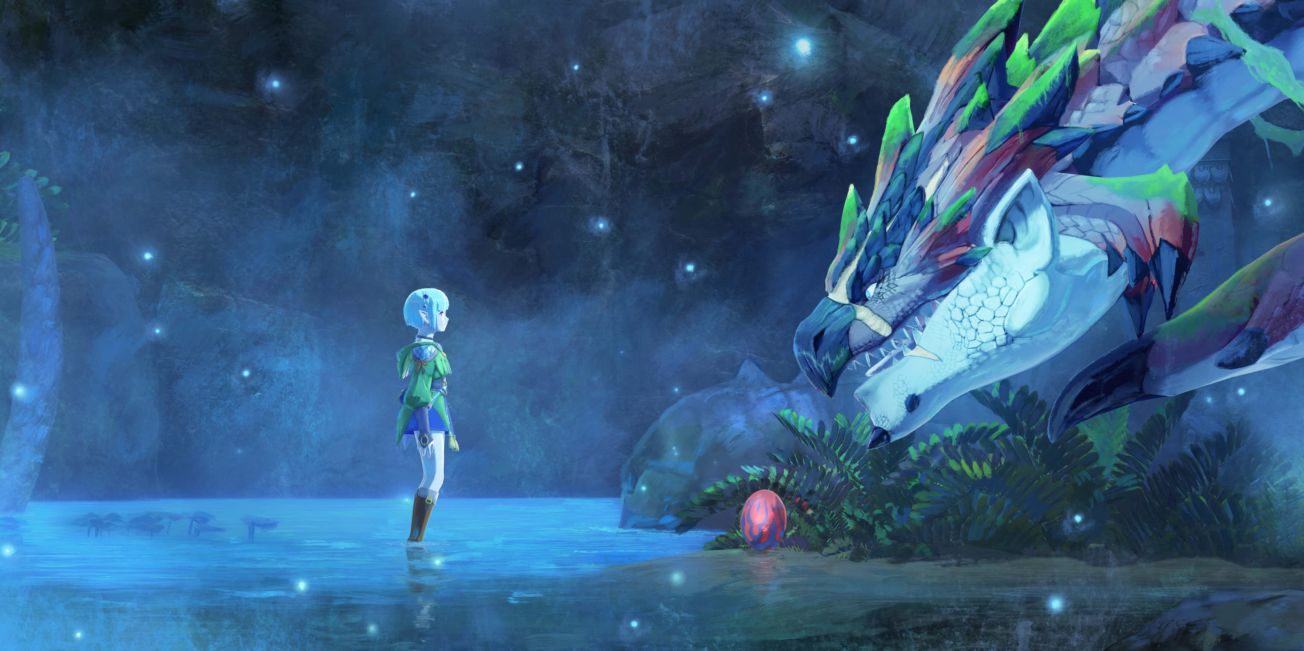 Monster Hunter 3, massive, colorful dragon, mystical cave, 4K Desktop Wallpaper
