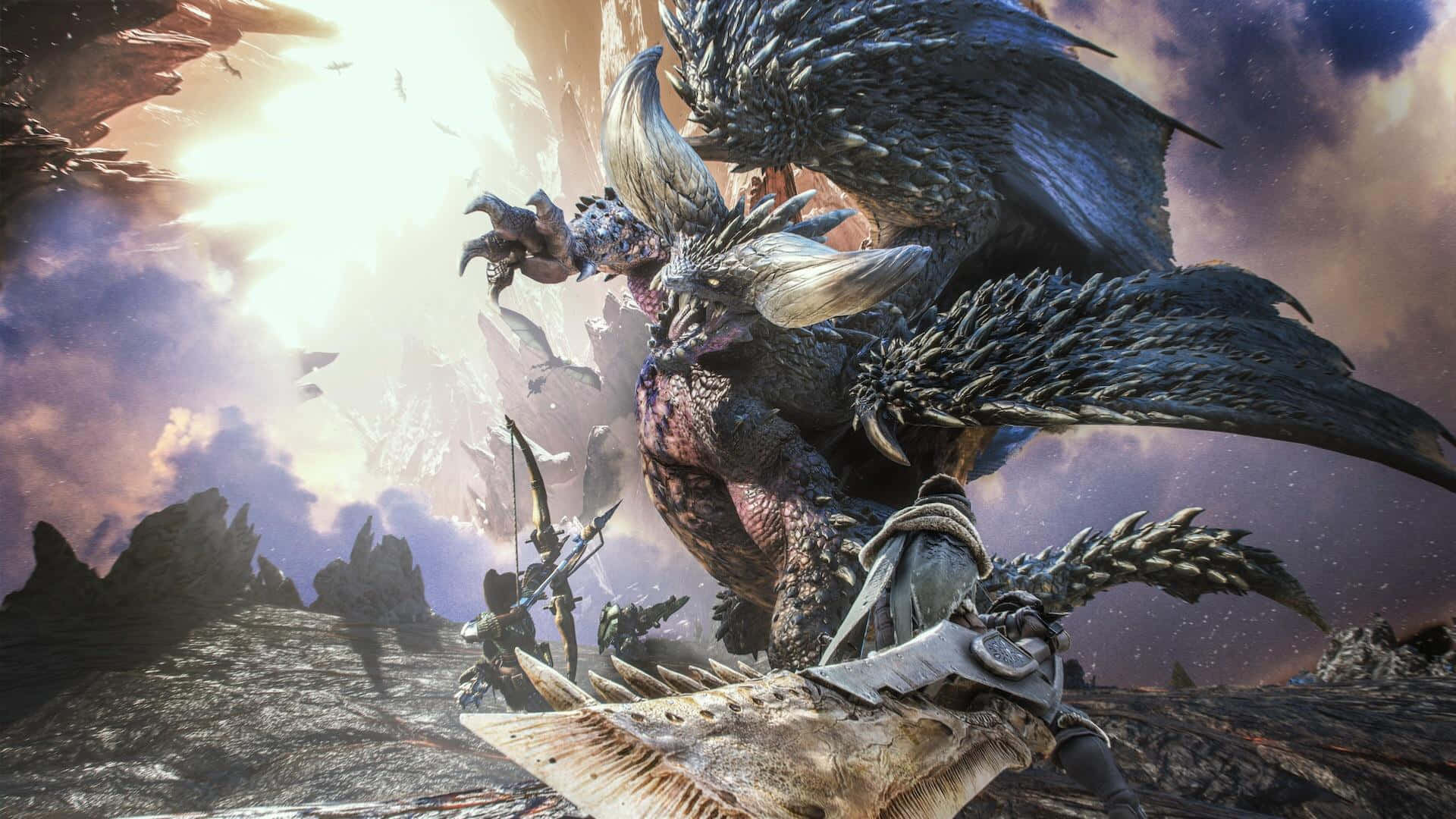 Monster Hunter, colossal armored monster, spiked wings, Full HD Desktop Wallpaper
