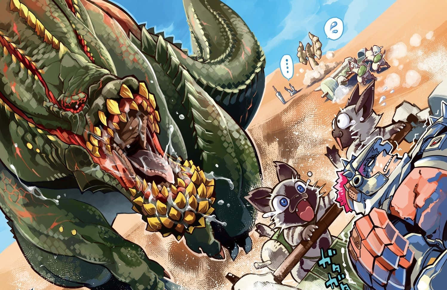 Monster Hunter, green dragon, spiked jaws, HD Desktop Wallpaper