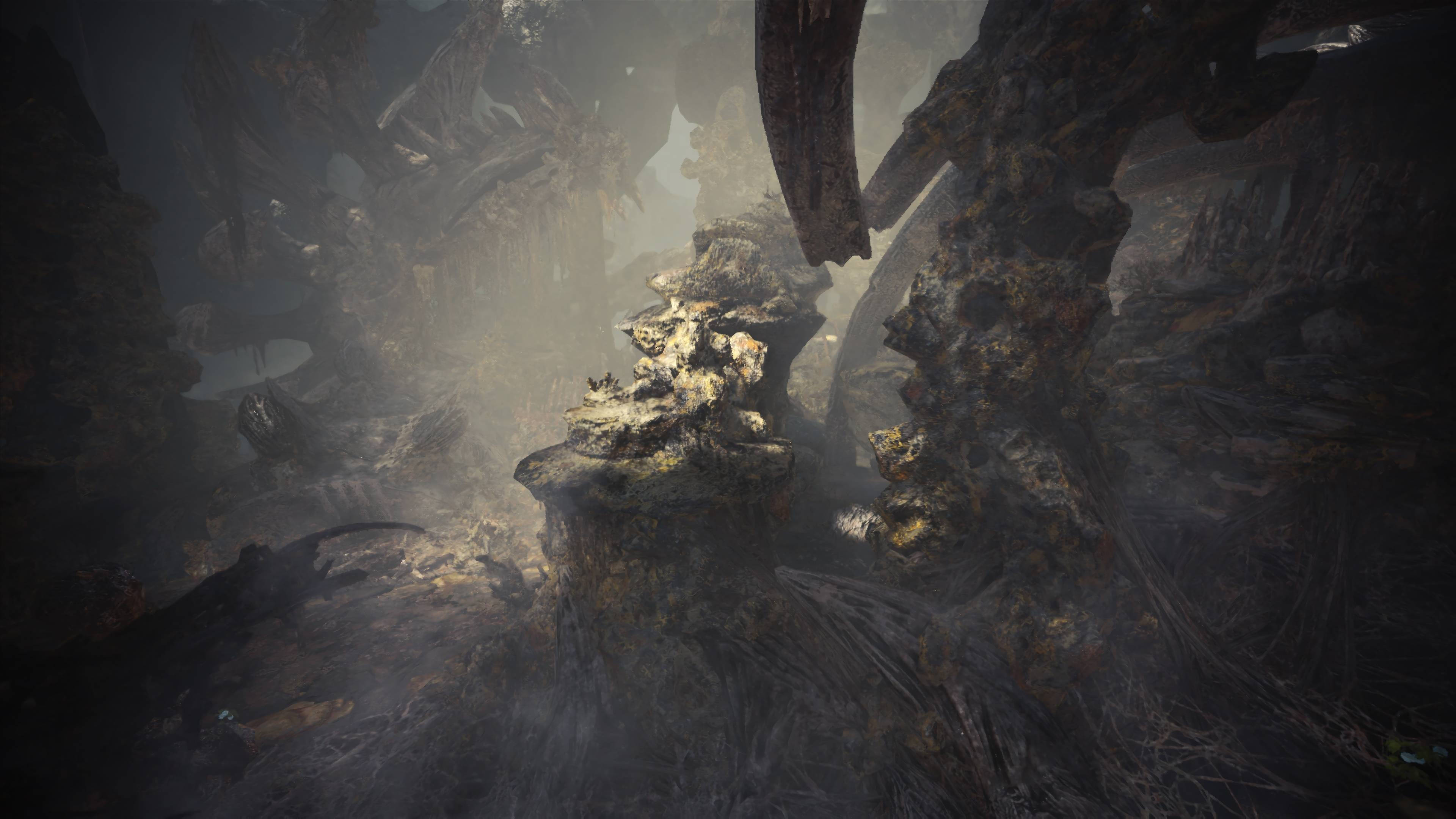 Monster Hunter 4K, rocky cave, misty cavern, 4K Desktop Wallpaper