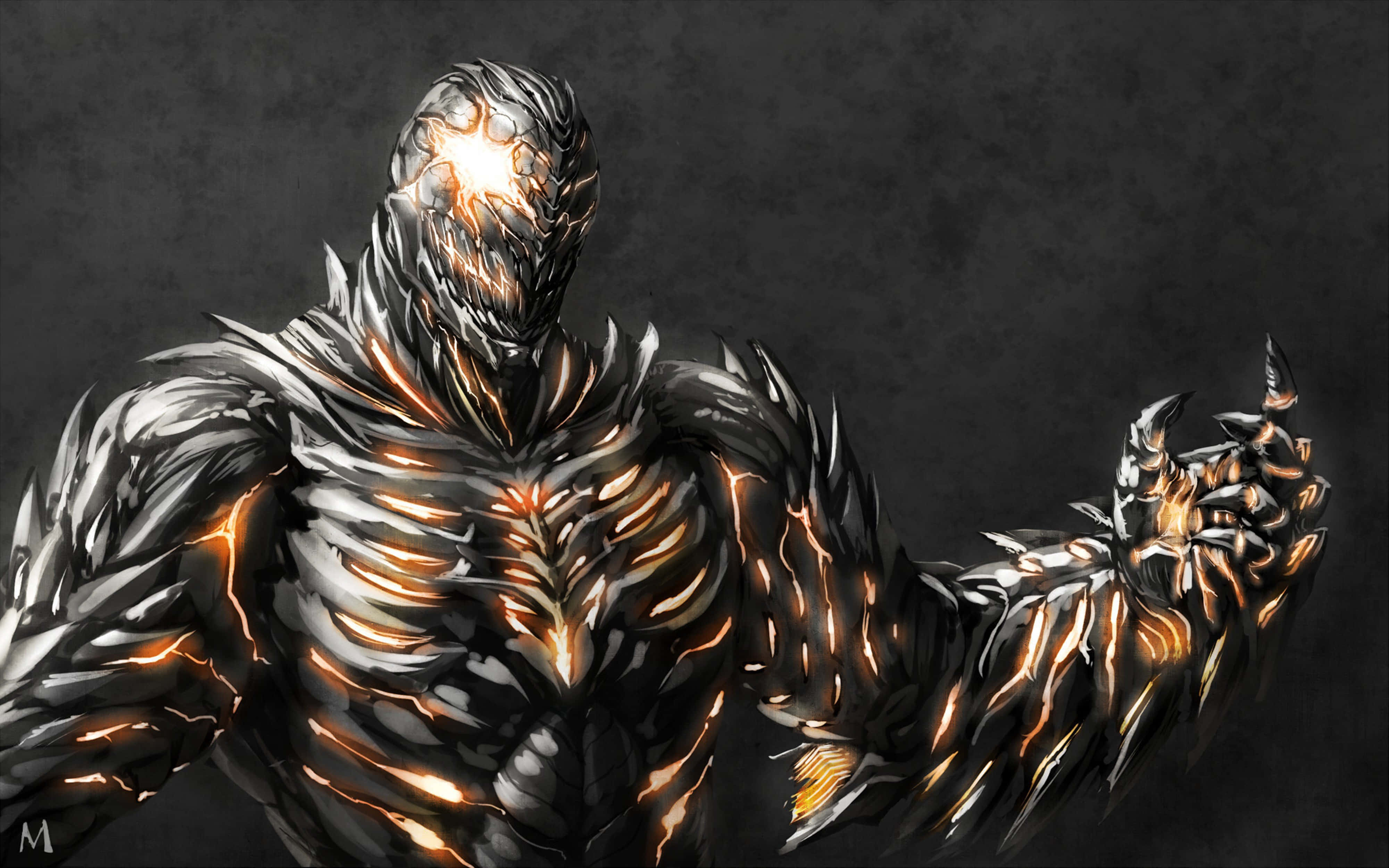 4K Ultra HD, demon monster, glowing orange veins, 4K Desktop Wallpaper