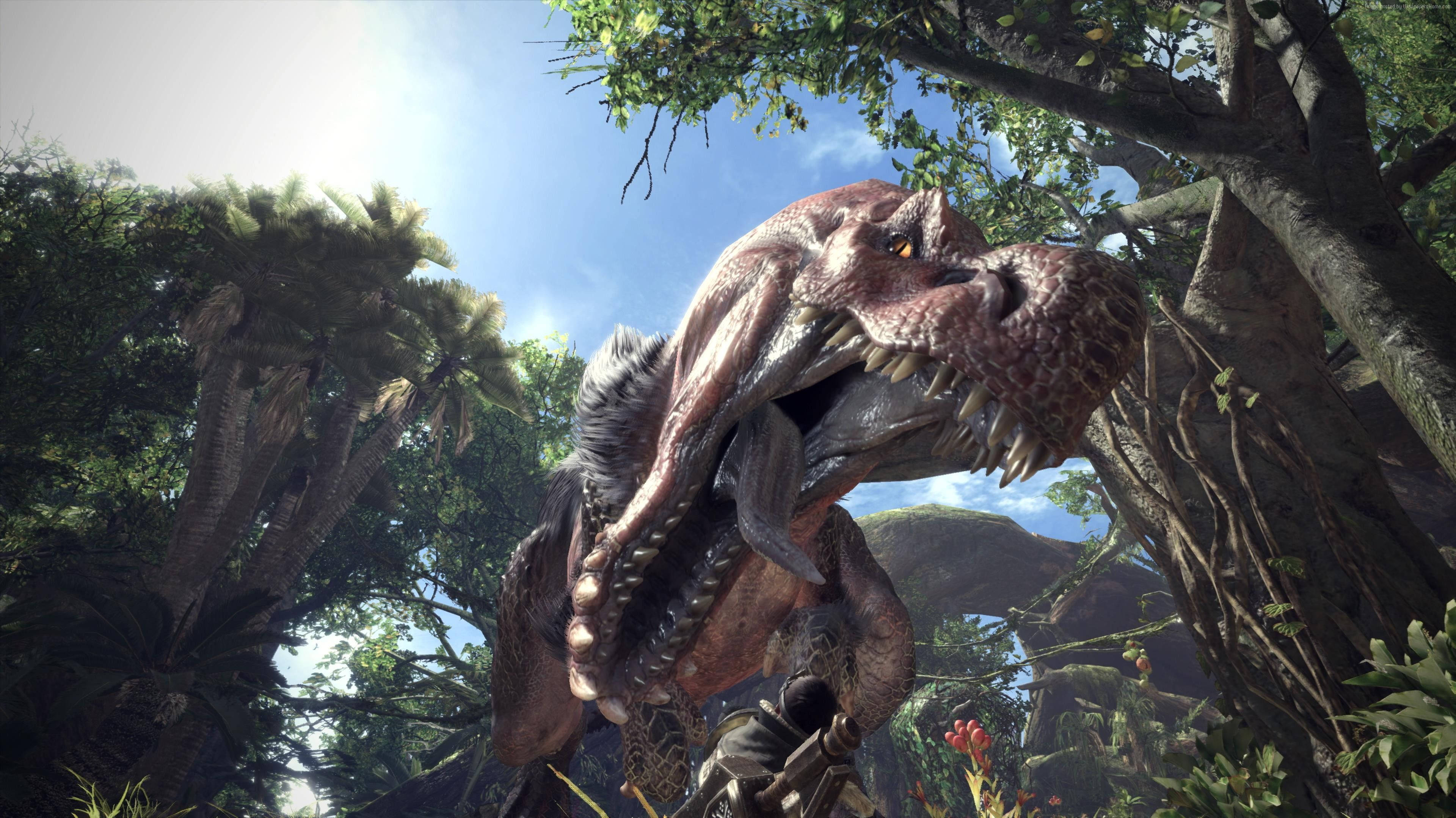 Monster Hunter 4K, dinosaur, roaring, 4K Desktop Wallpaper