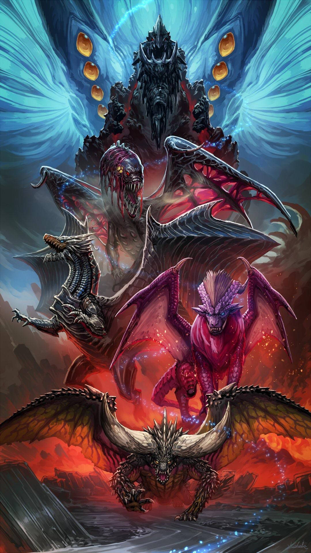 Monster Hunter, iPhone, winged monsters, Full HD Phone Wallpaper
