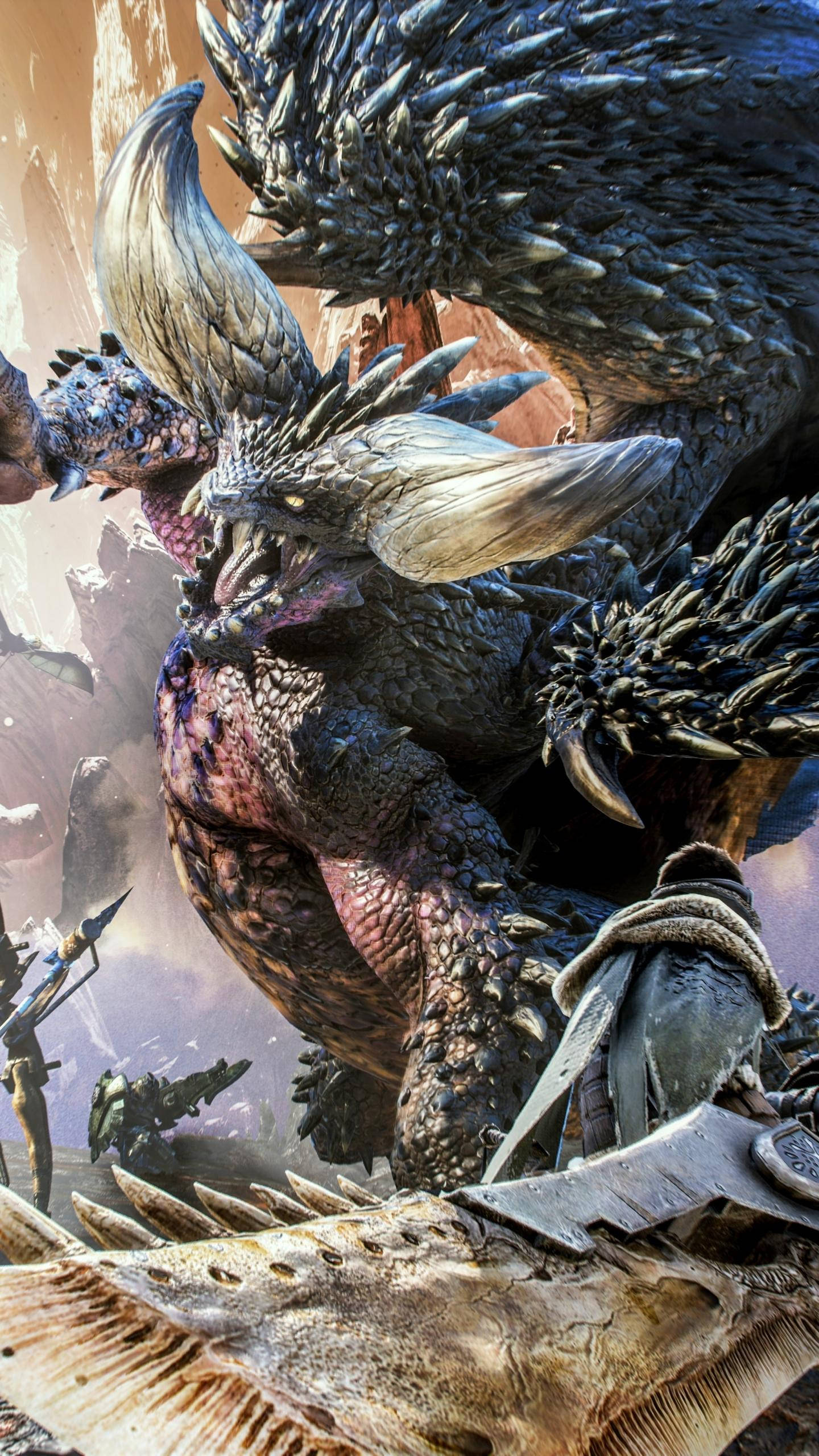 Monster Hunter, iPhone, black winged dragon, 2K Phone Wallpaper