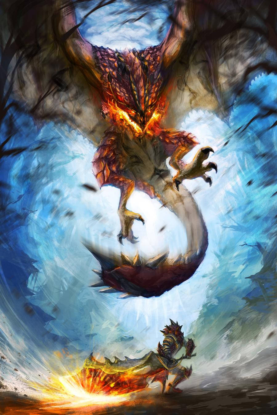 Monster Hunter, iPhone, fire breathing dragon, HD Phone Wallpaper