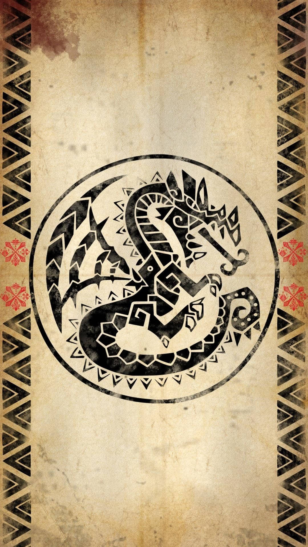 Monster Hunter iPhone, tribal dragon, black, Full HD Phone Wallpaper