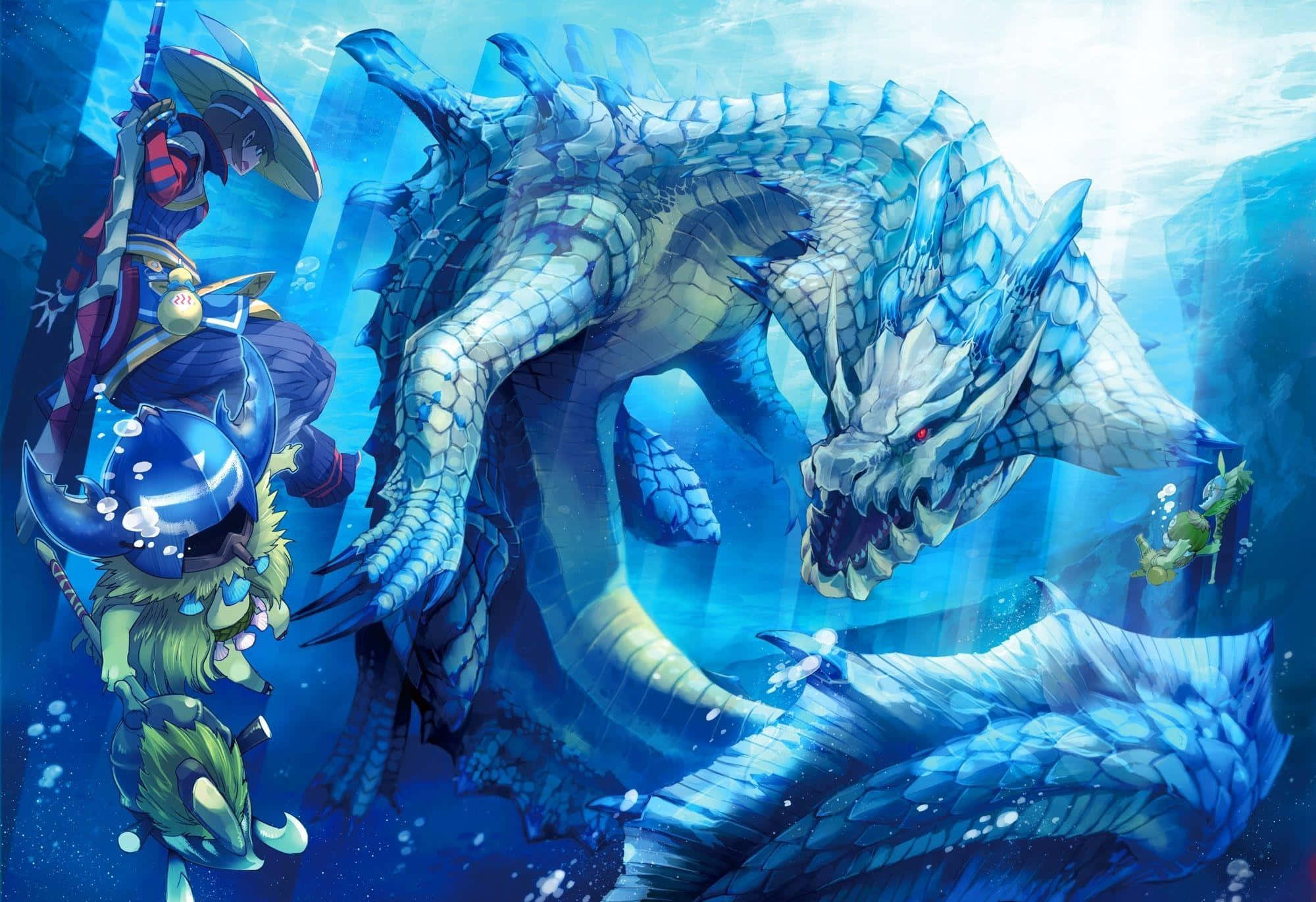 Monster Hunter Monsters, blue-scaled dragon, ornate armor, Full HD Desktop Wallpaper