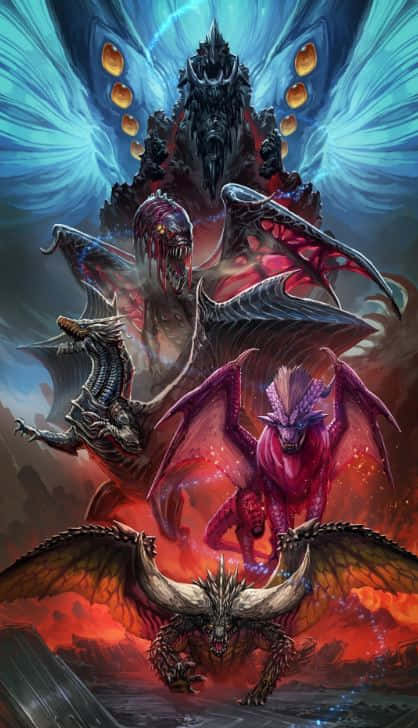 Monster Hunter Monsters, demonic entity, glowing eyes, SD Phone Wallpaper