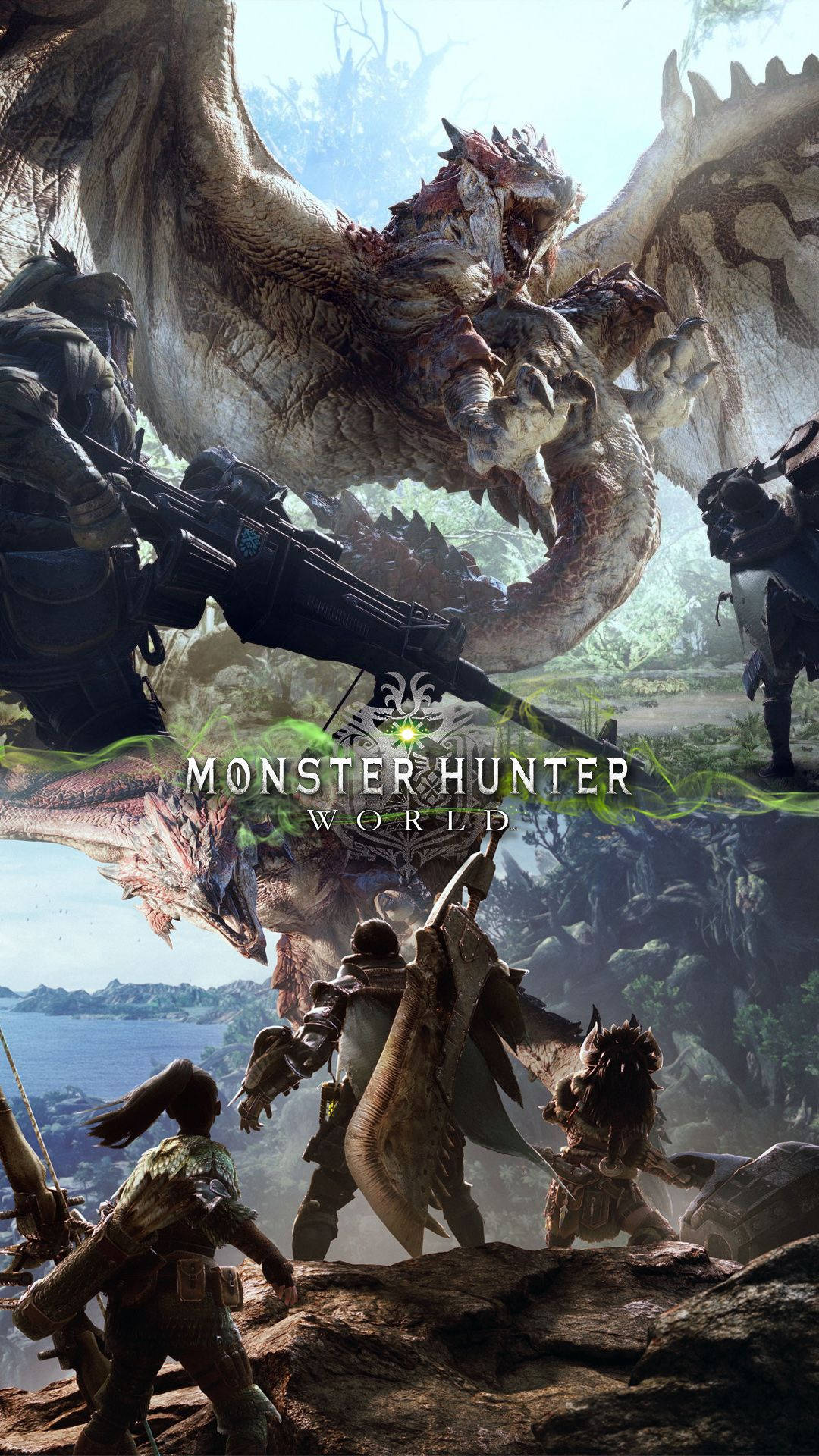 Monster Hunter, heavy armor, massive winged dragon, Full HD Phone Wallpaper
