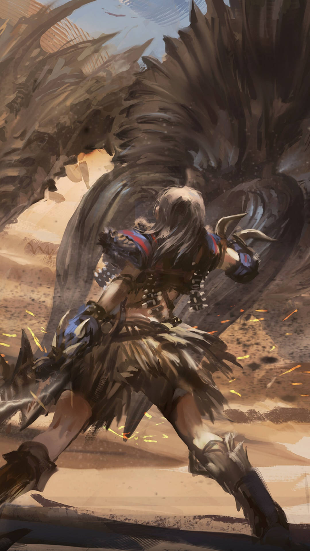 Monster Hunter Phone, warrior, feathered armor, Full HD Phone Wallpaper