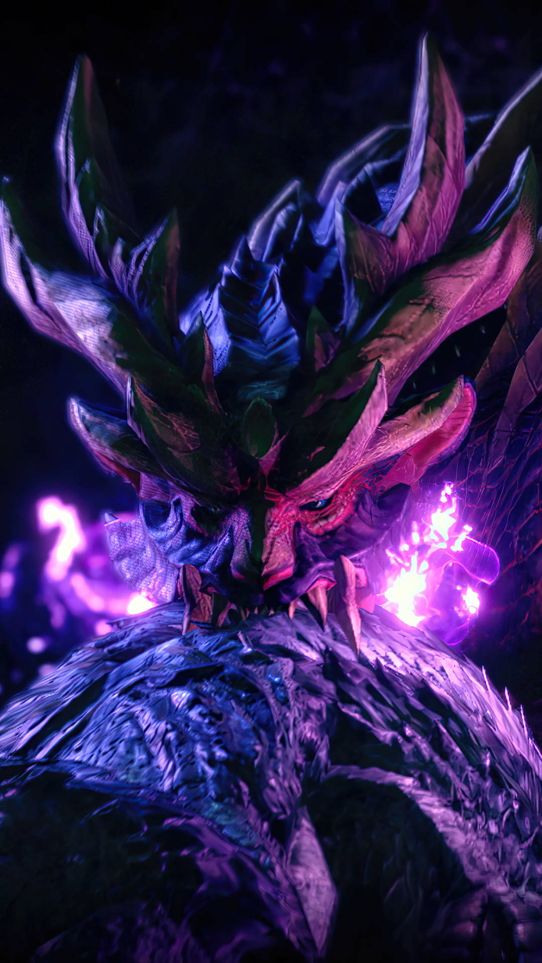 Monster Hunter Phone, dragon, glowing purple eyes, Full HD Phone Wallpaper
