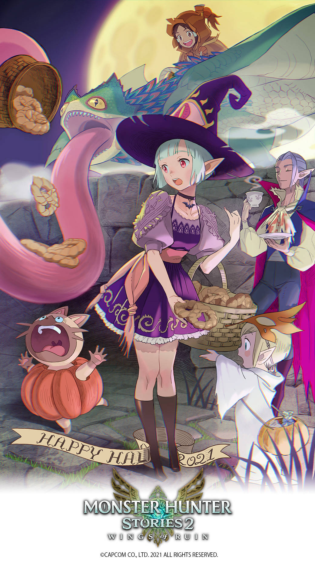 Monster Hunter Phone, anime witch, giant dragon, HD Phone Wallpaper