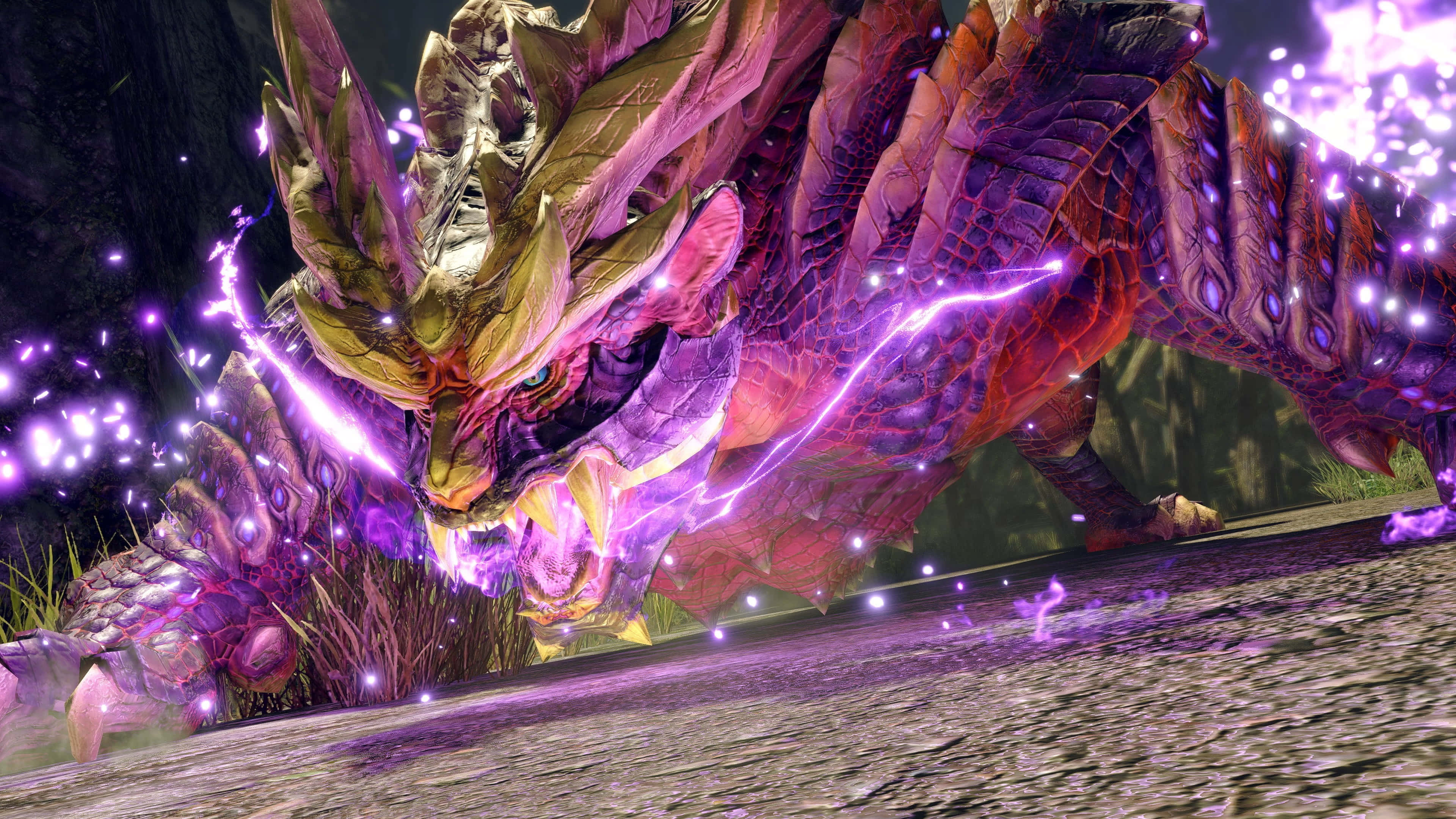 Monster Hunter Rise, purple dragon, glowing purple, 4K Desktop Wallpaper