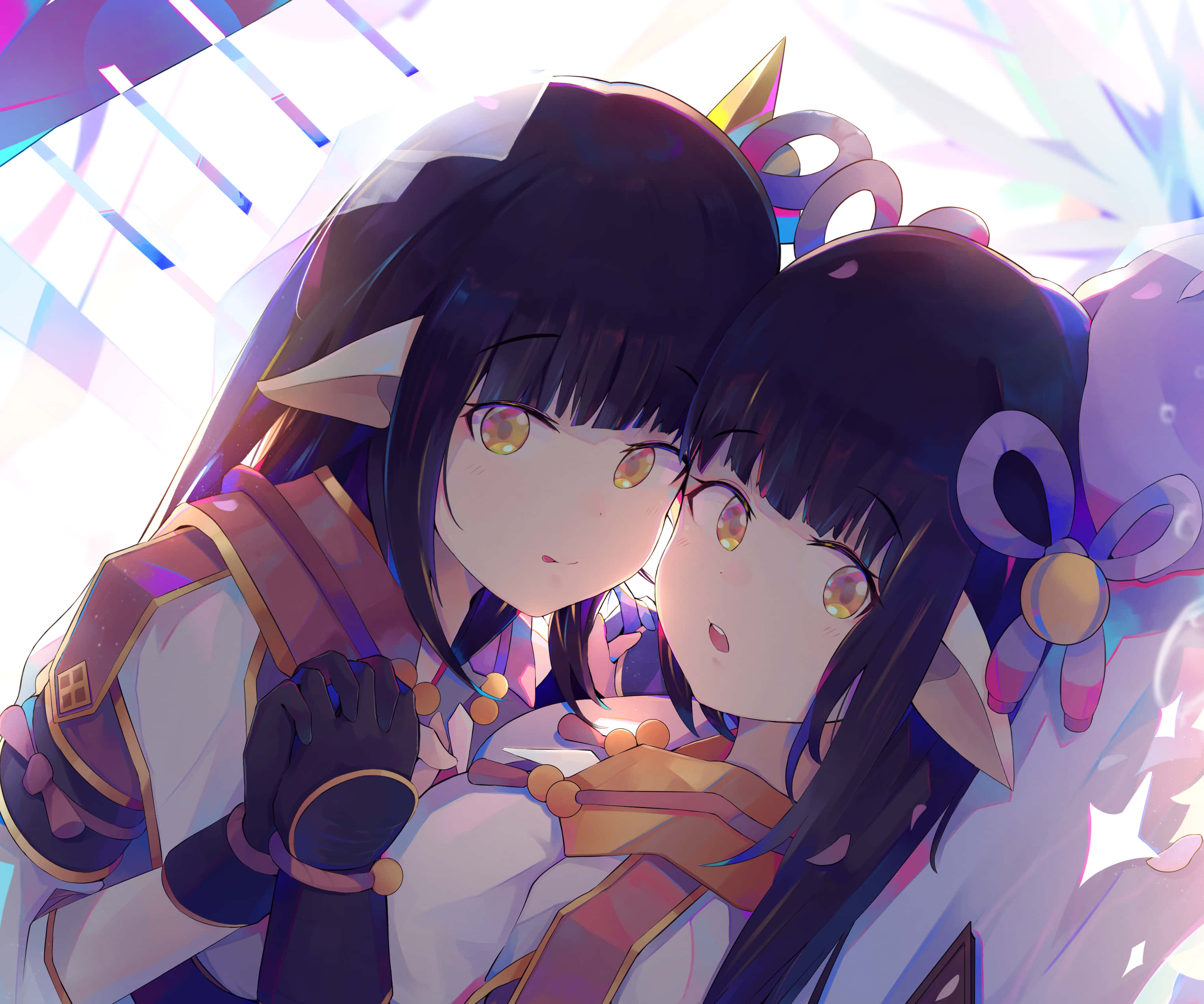 Monster Hunter Rise, anime girls, dark hair, 2K Desktop Wallpaper