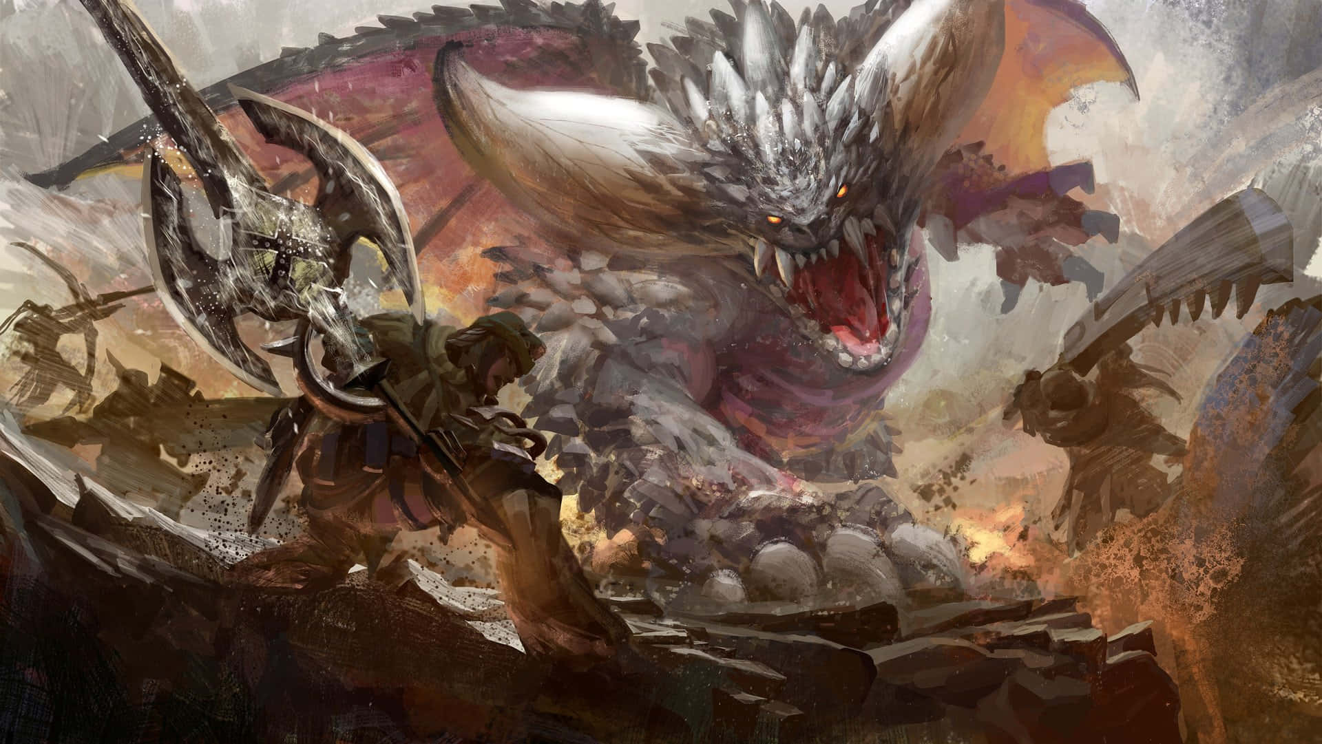 Monster Hunter, spiked dragon, glowing eyes, Full HD Desktop Wallpaper