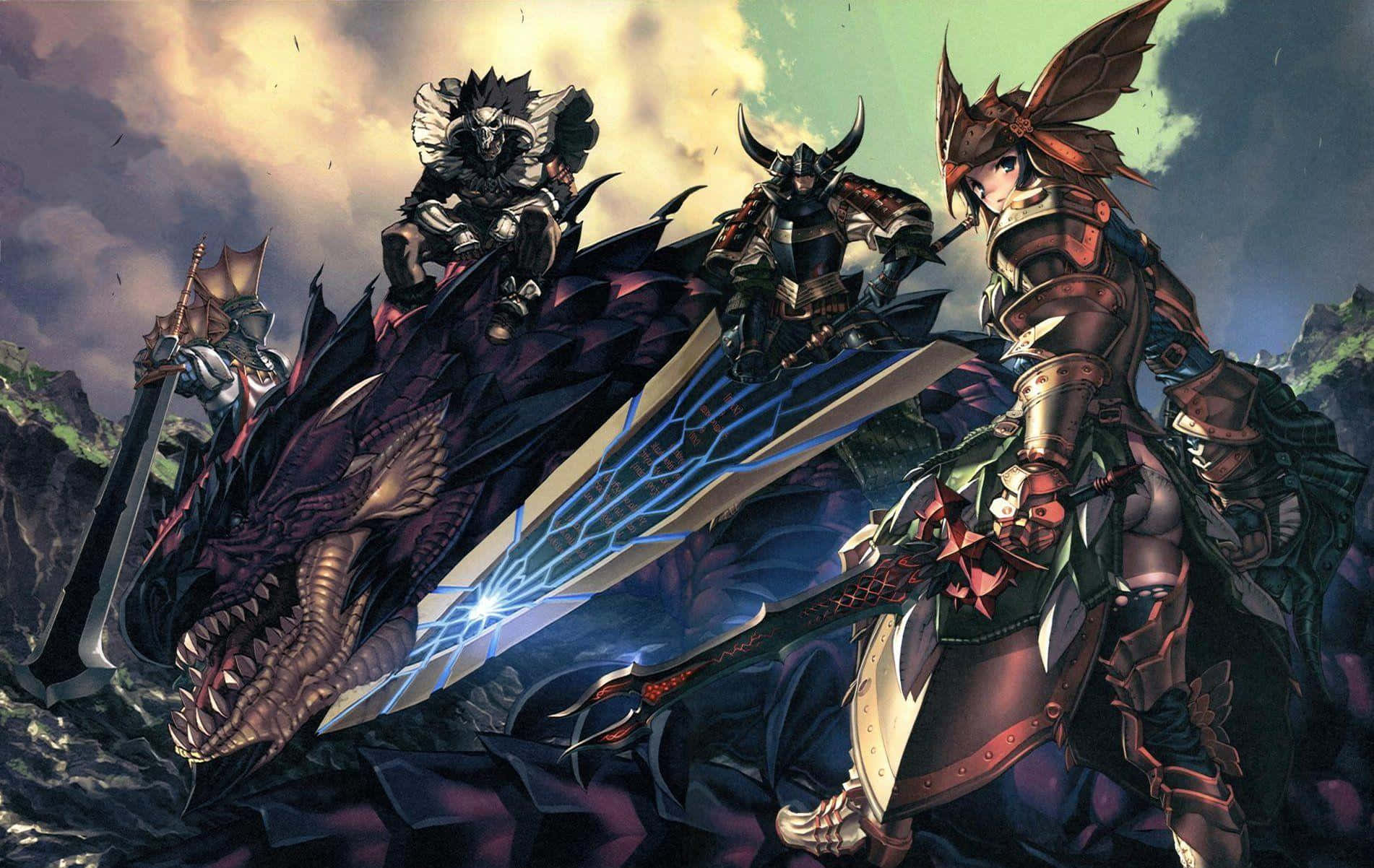 Monster Hunter, massive dragon, glowing blue blades, HD Desktop Wallpaper