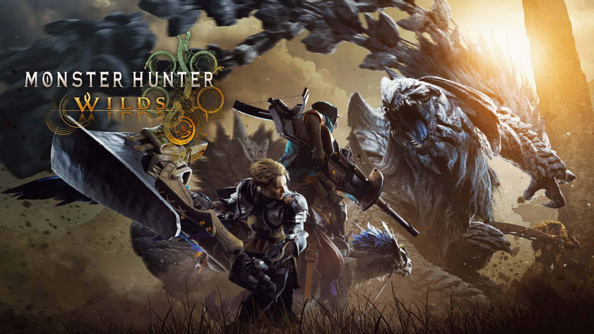 Monster Hunter Wilds, golden sunset, dusty battlefield, Full HD Desktop Wallpaper