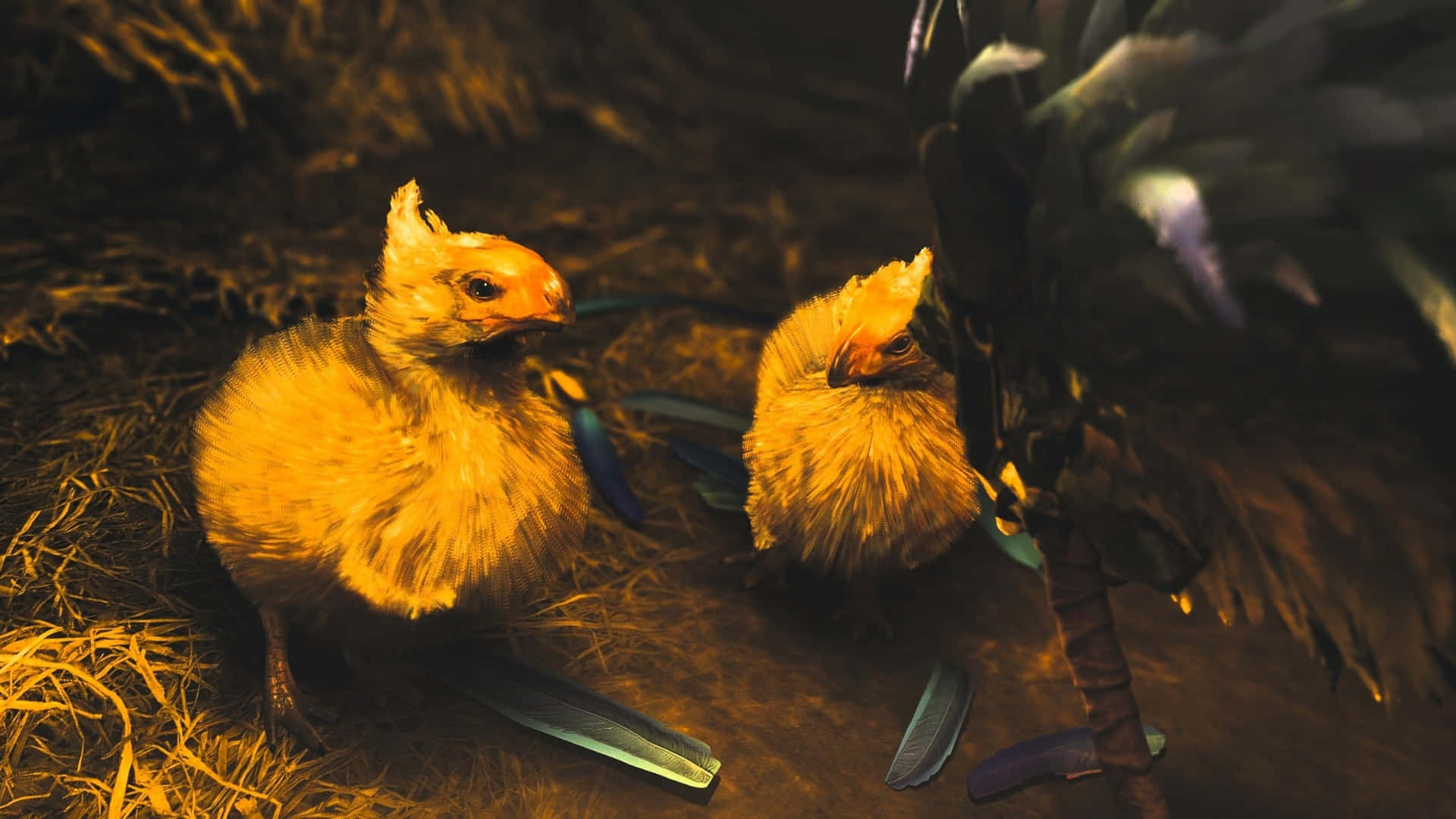 Monster Hunter Wilds, baby fanged beasts, fluffy yellow chicks, Full HD Desktop Wallpaper