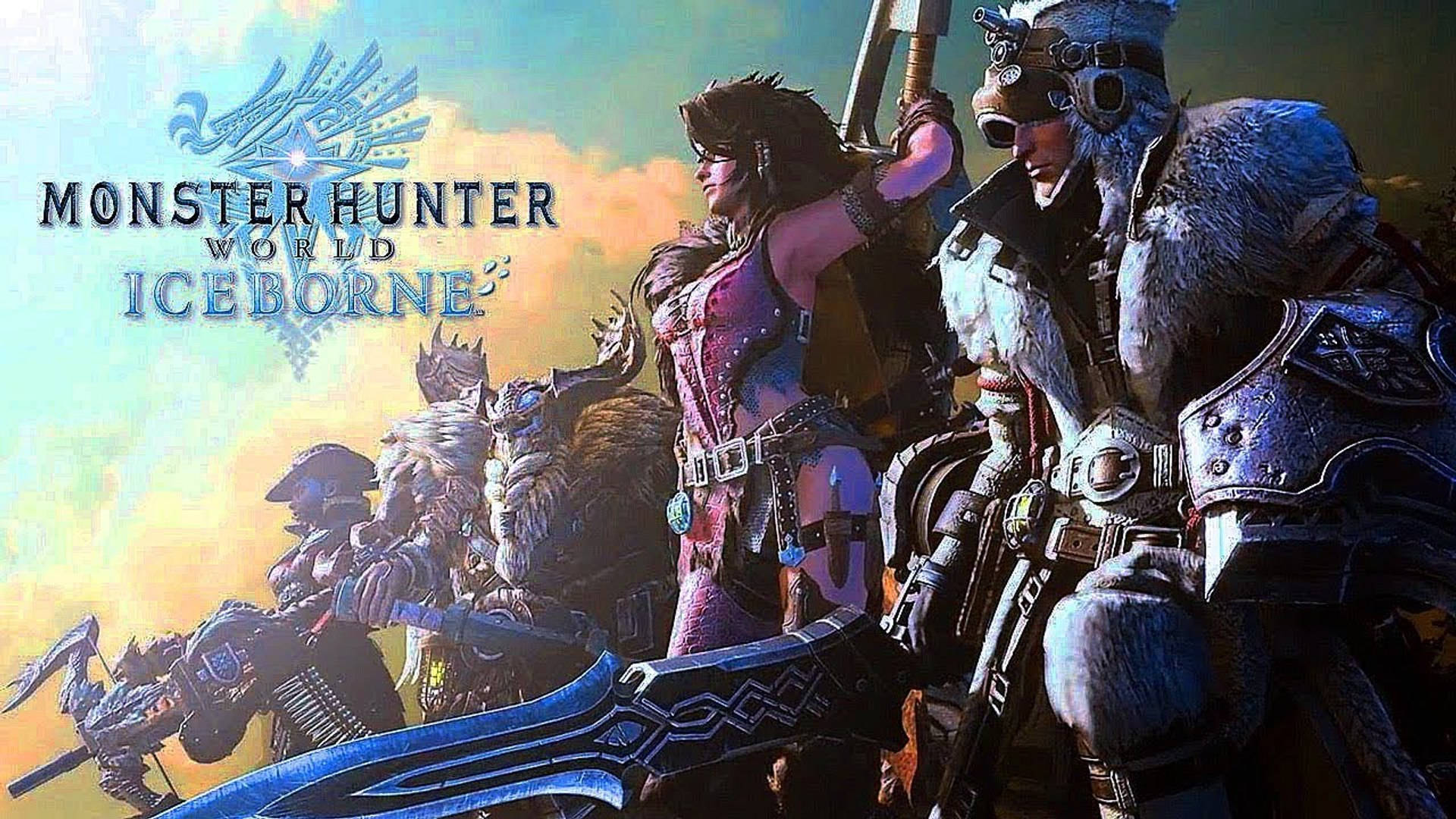 Monster Hunter World Iceborne, armored hunters, giant weapons, Full HD Desktop Wallpaper