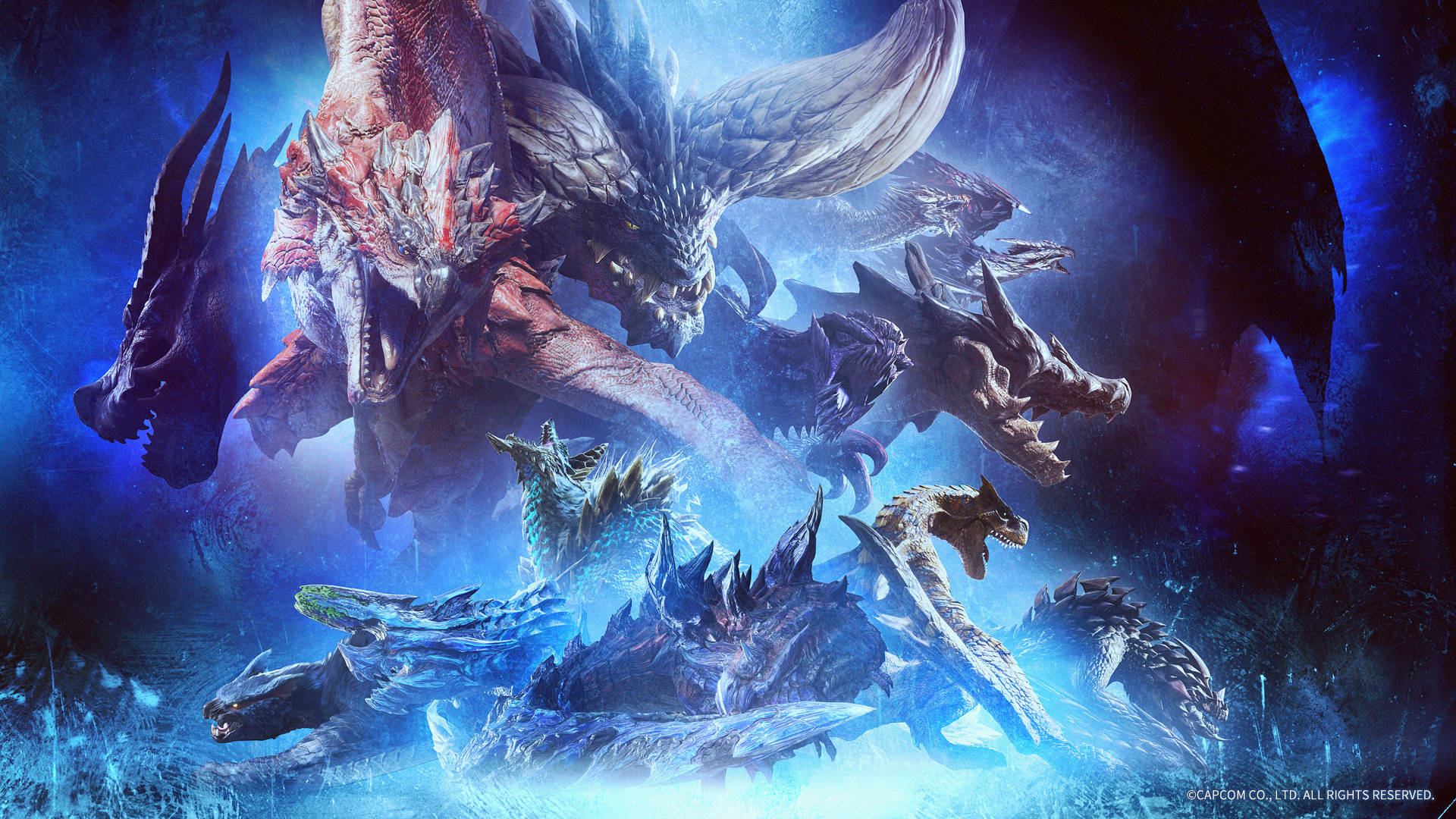 Monster Hunter World Iceborne, glowing red eyes, massive wings, Full HD Desktop Wallpaper