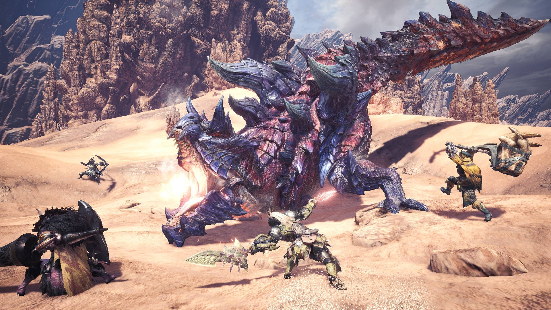 Monster Hunter World Iceborne, spiked dragon, desert canyon, Full HD Desktop Wallpaper