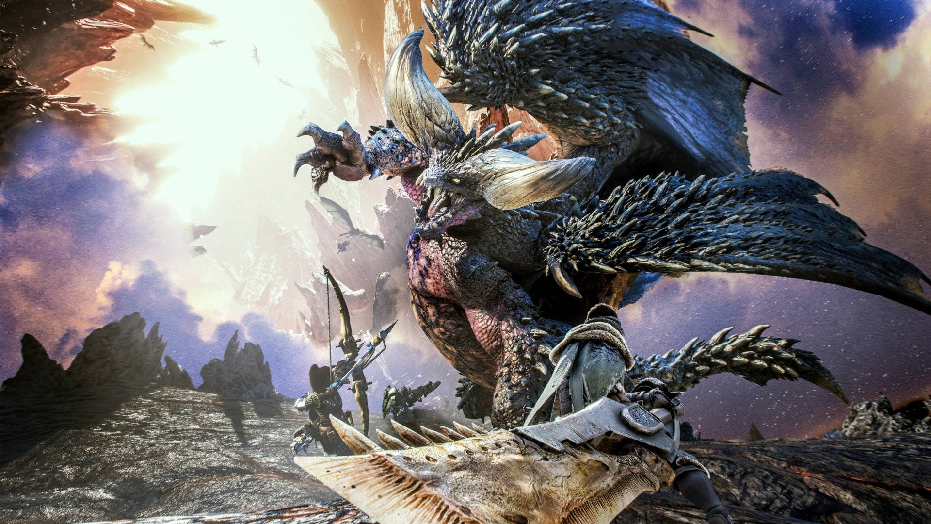Monster Hunter: World Iceborne, hunter, massive spiked monster, Full HD Desktop Wallpaper