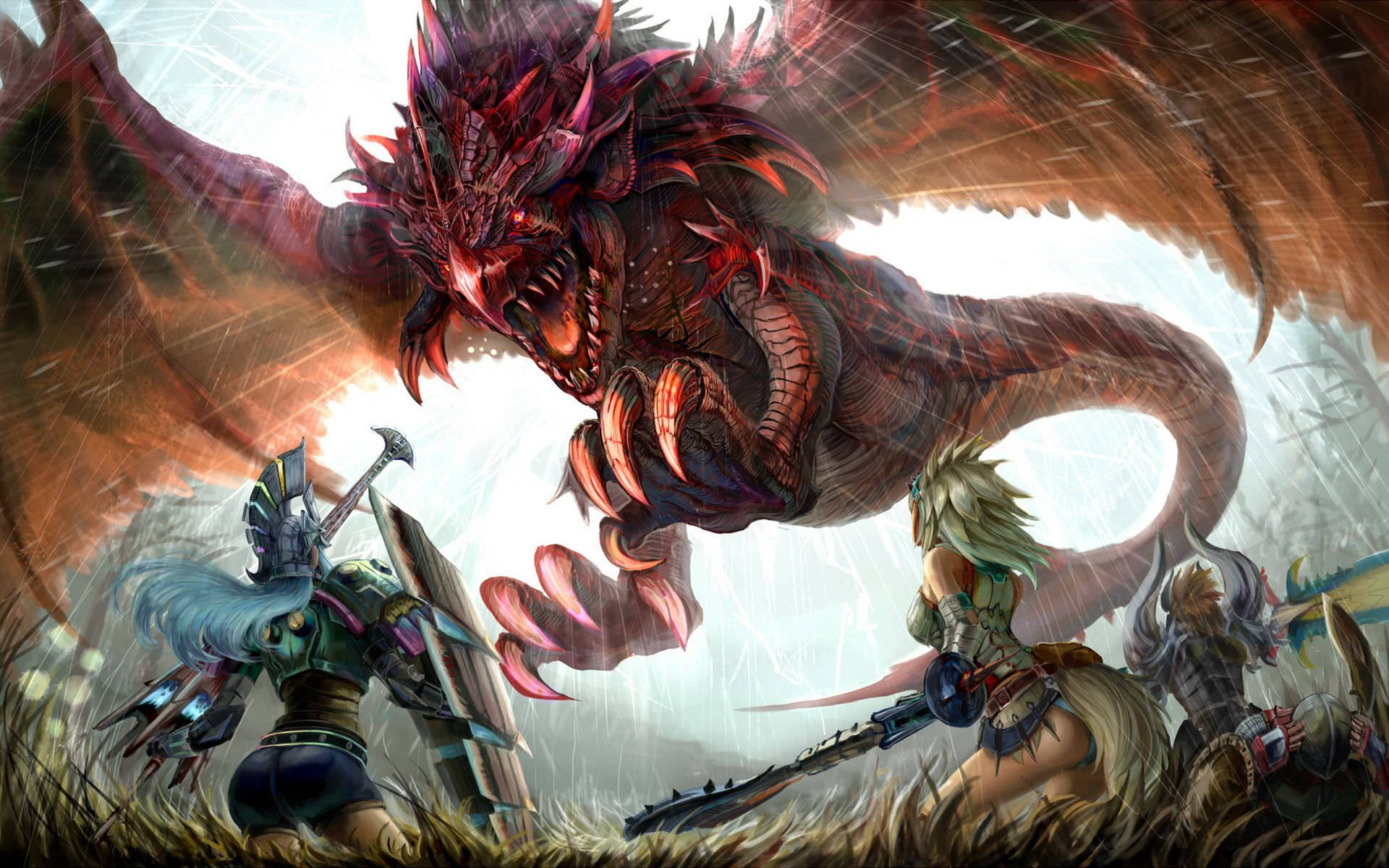 Monster Hunter World Iceborne, red dragon, spiked wings, Full HD Desktop Wallpaper
