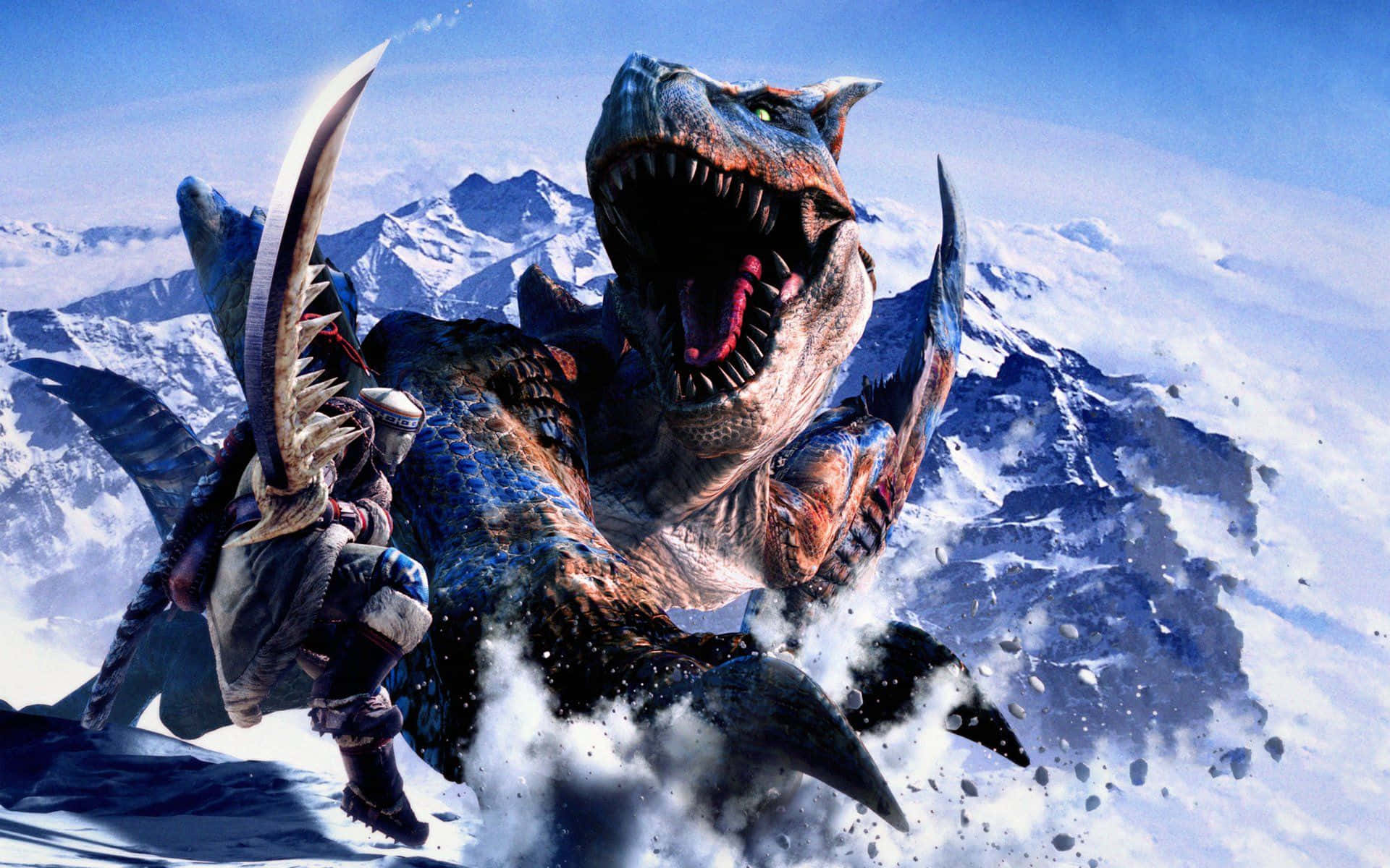 Monster Hunter, hunter, massive roaring monster, Full HD Desktop Wallpaper