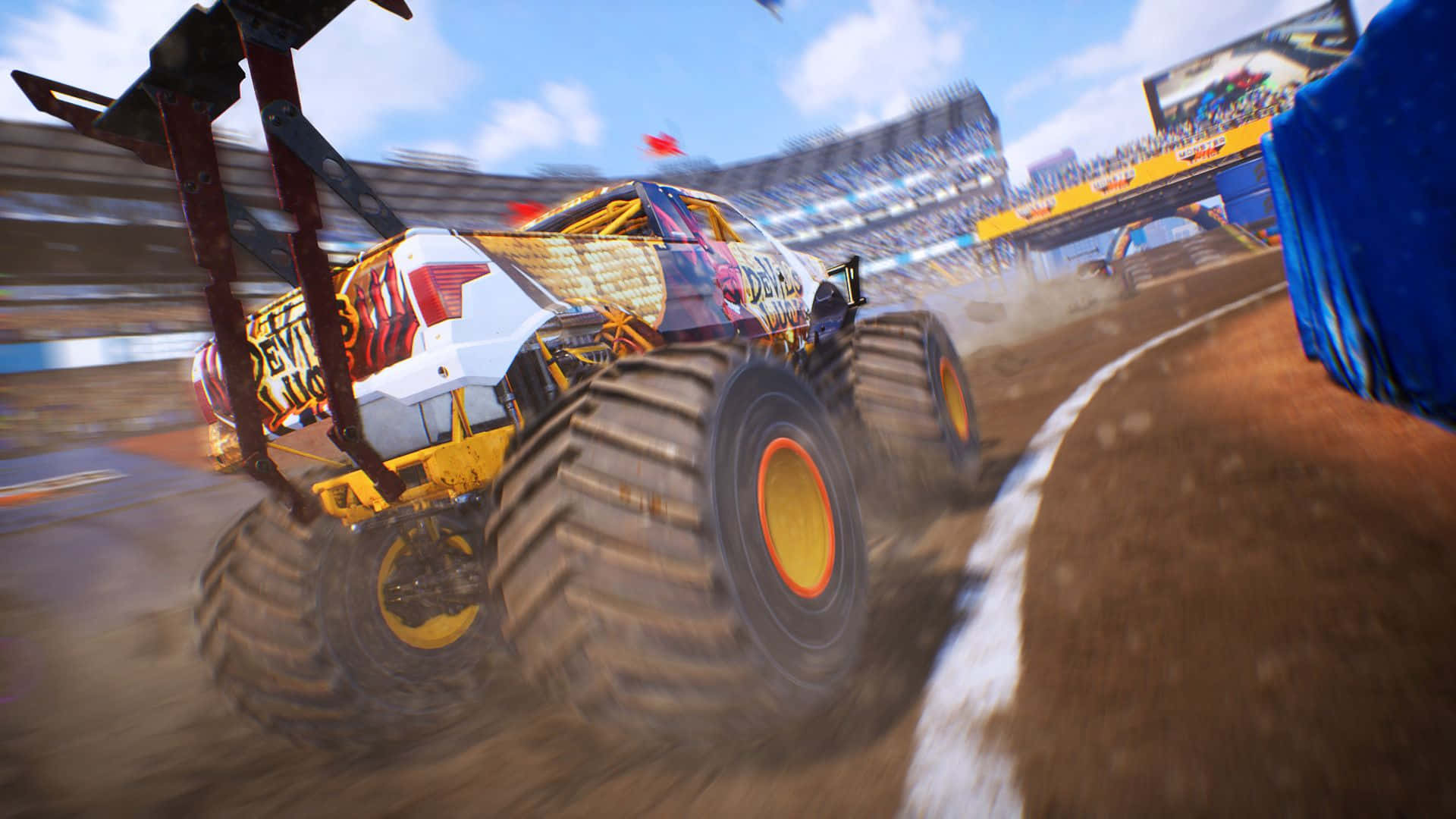 monster truck, giant tires, dirt track, Full HD Desktop Wallpaper