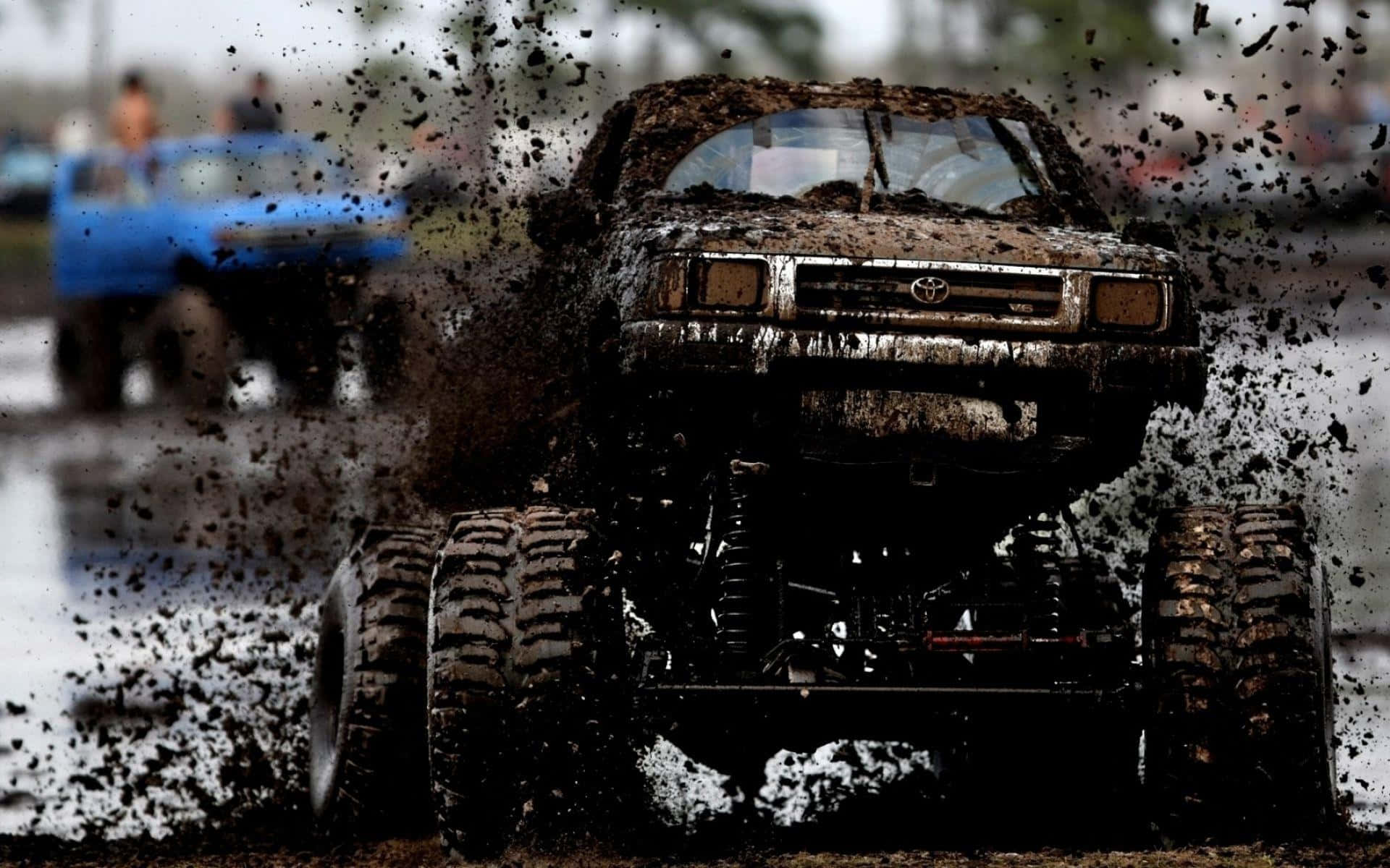 monster truck, mud-splattered, muddy off-road race, Full HD Desktop Wallpaper