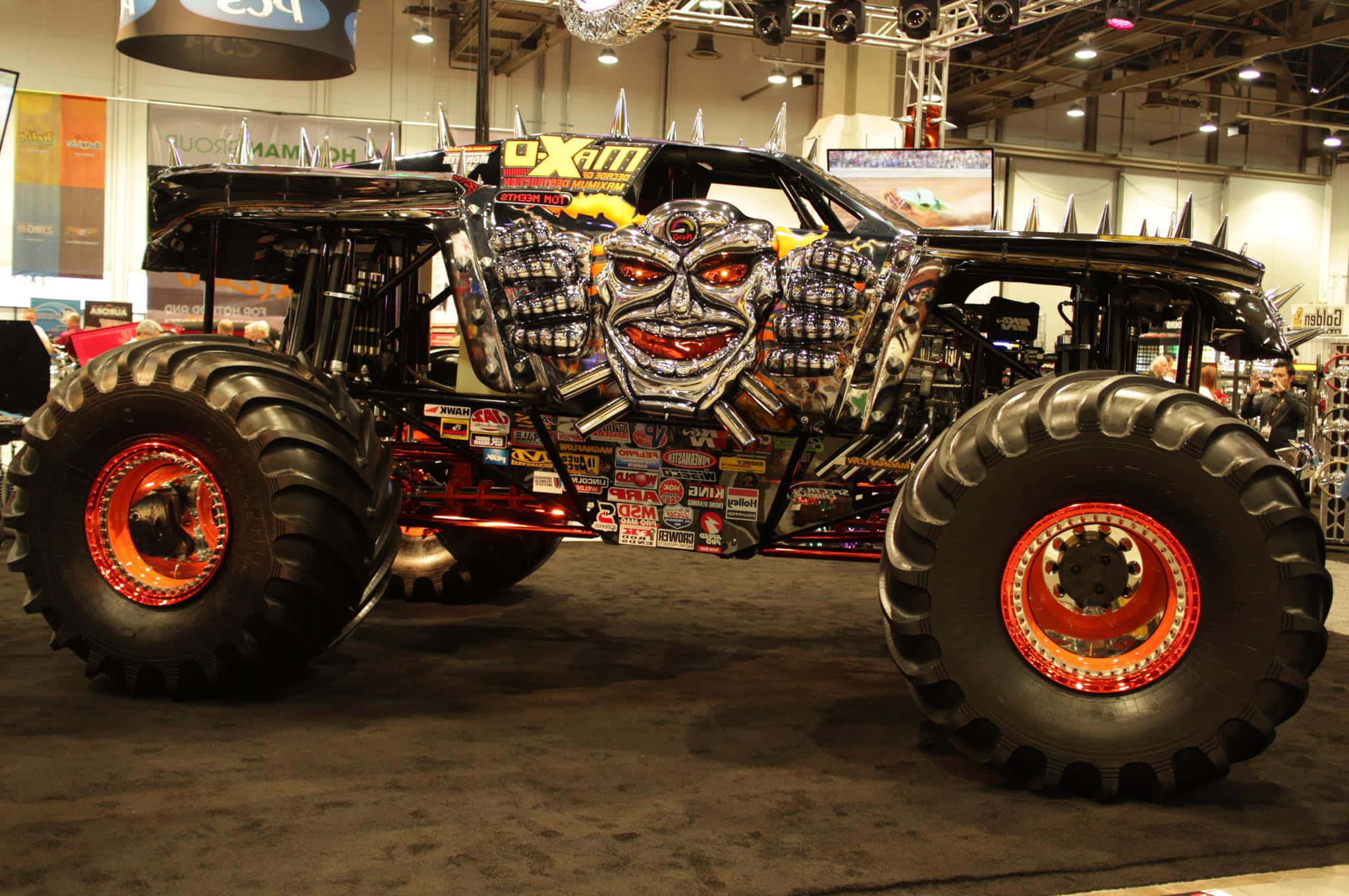 monster truck, skull face, spiked armor, Full HD Desktop Wallpaper