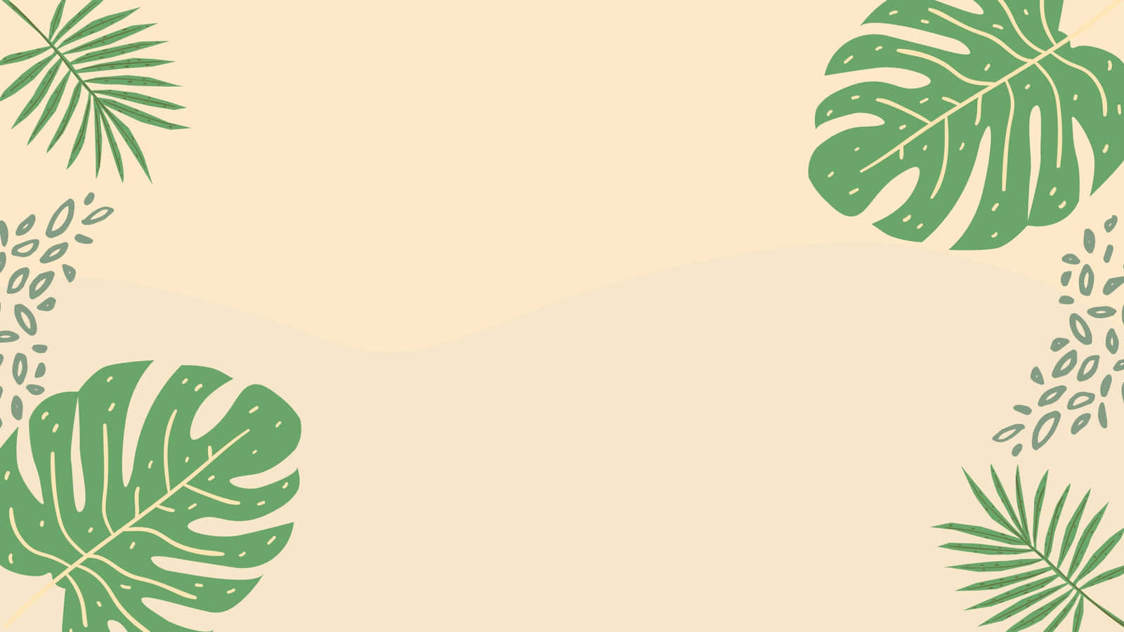 Monstera, tropical green leaves, soft beige background, HD Desktop Wallpaper