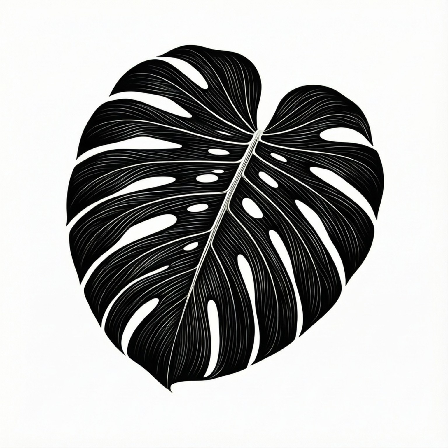 monstera, line art, black, HD Desktop Wallpaper