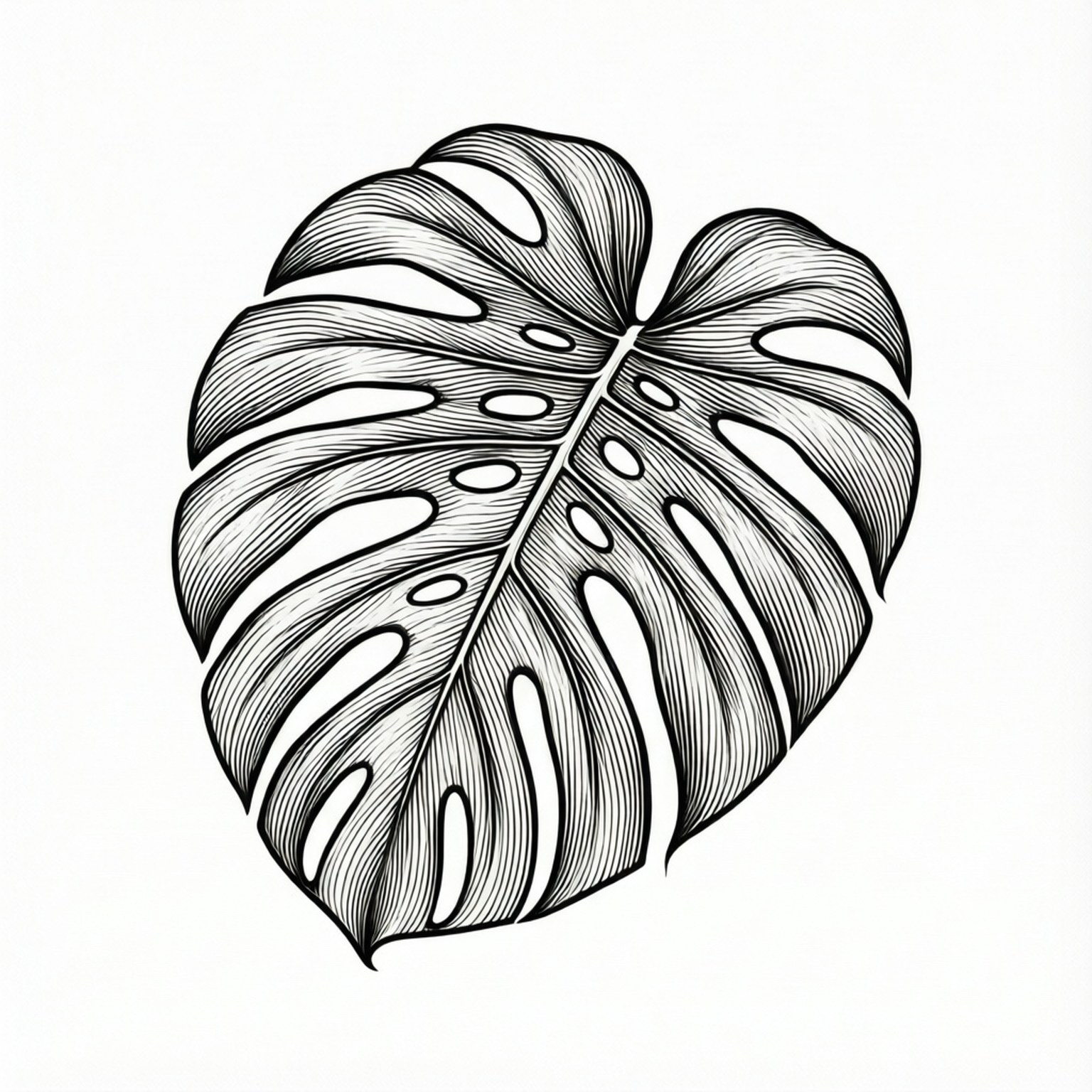 minimalist monstera line art, black and white line drawing, monstera leaf, HD Desktop Wallpaper