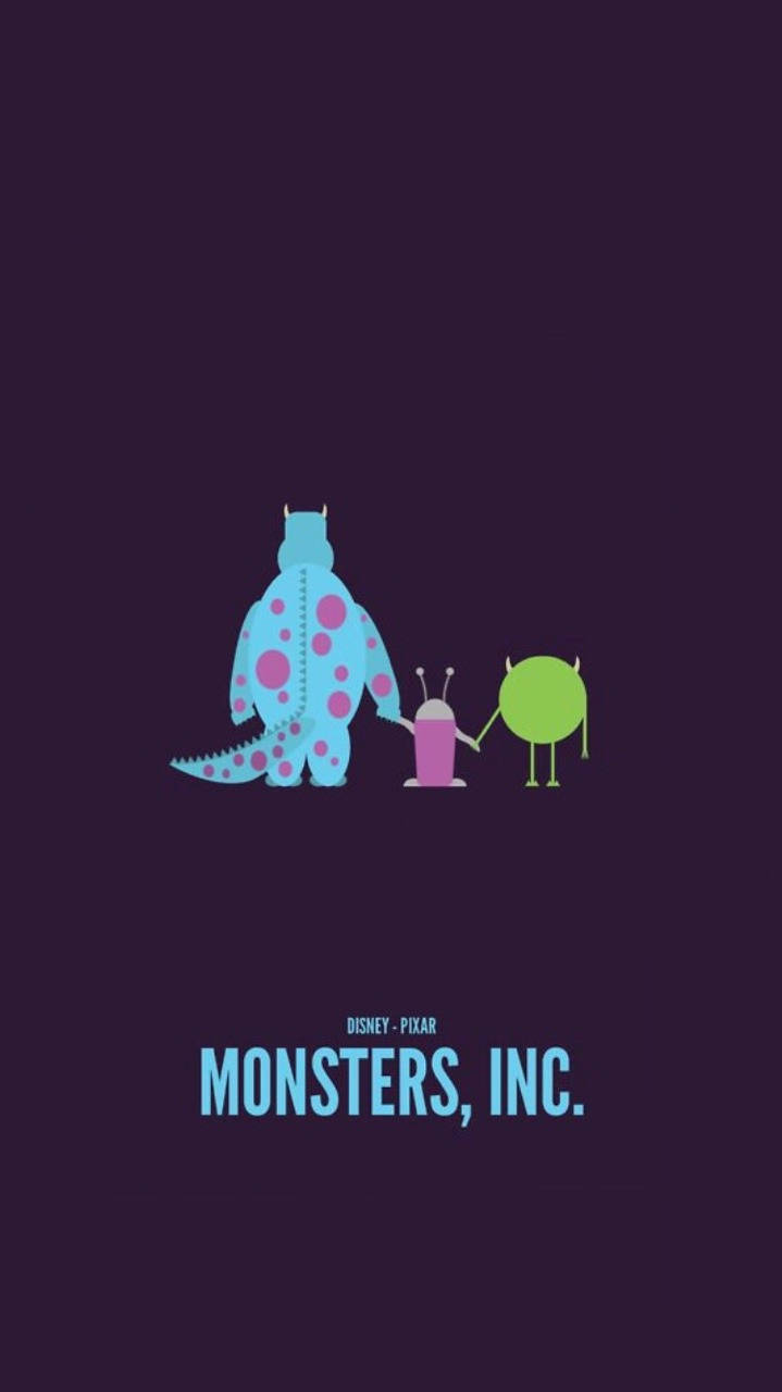 Monsters Inc, minimalist art, dark purple background, HD Phone Wallpaper