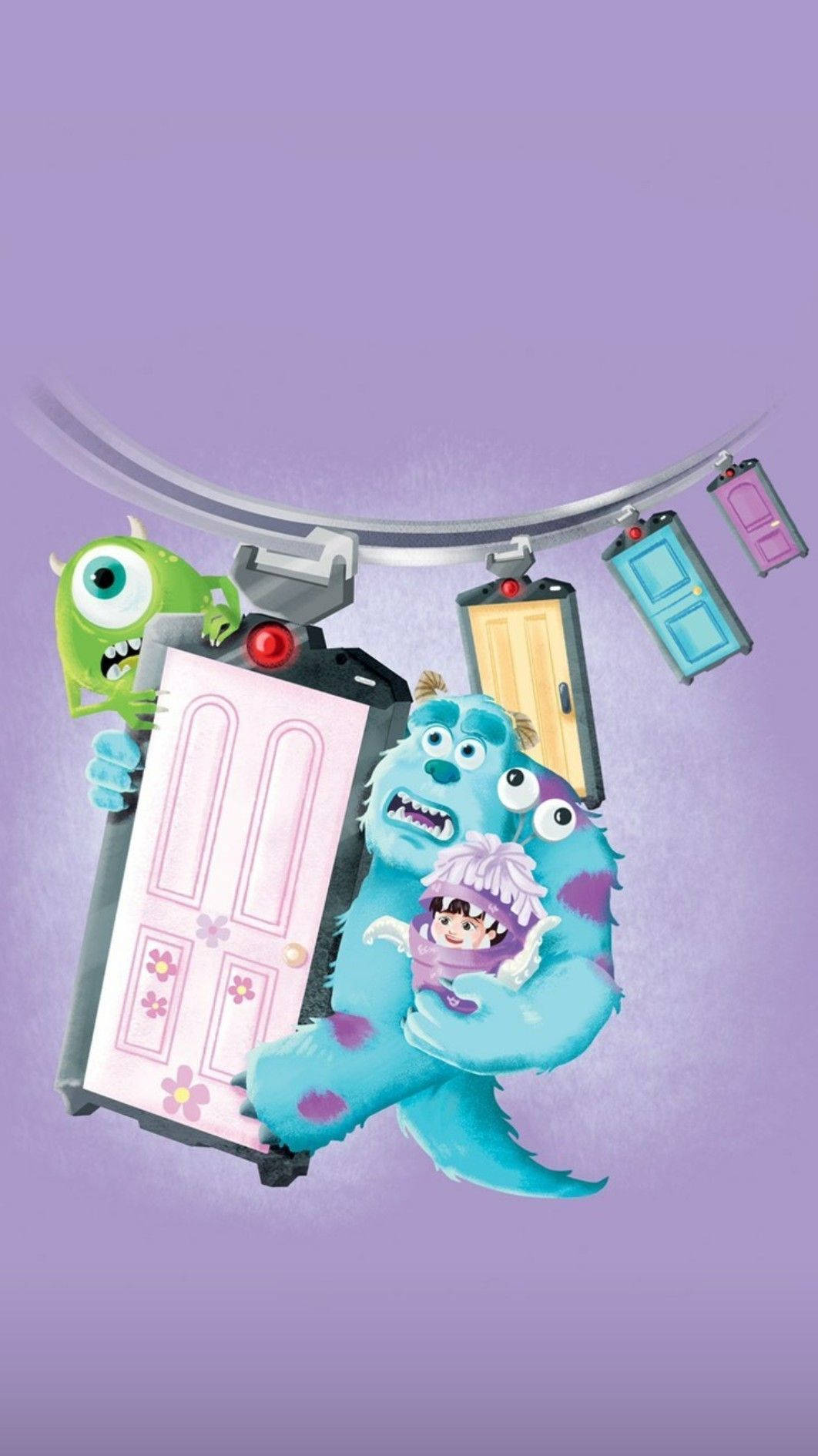 Monsters Inc, blue furry monster, green monster, HD Phone Wallpaper