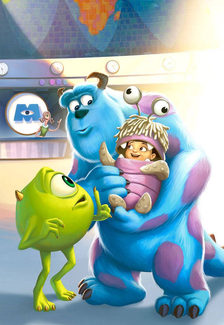 Monsters Inc, blue monster, purple costume, SD Phone Wallpaper